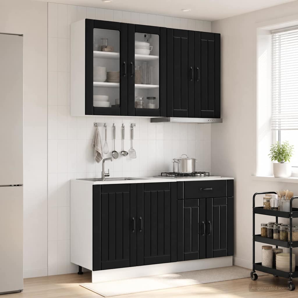 Kücheneinheit Lucca 4 Pcs Schwarz Holzwerkstoff