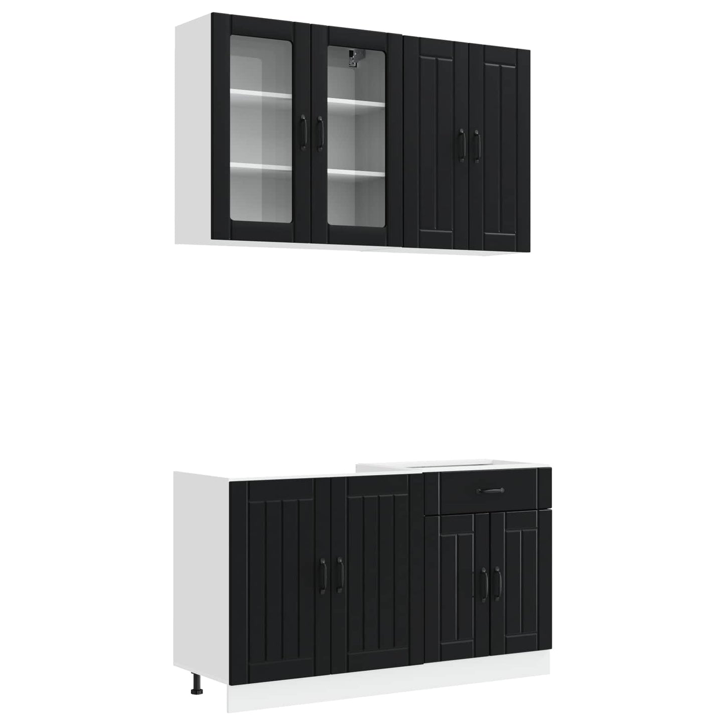 Kücheneinheit Lucca 4 Pcs Schwarz Holzwerkstoff