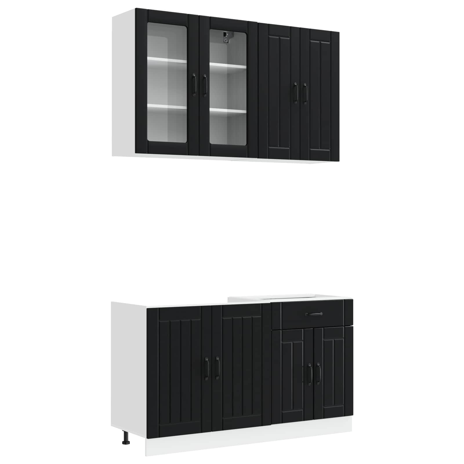 Kücheneinheit Lucca 4 Pcs Schwarz Holzwerkstoff
