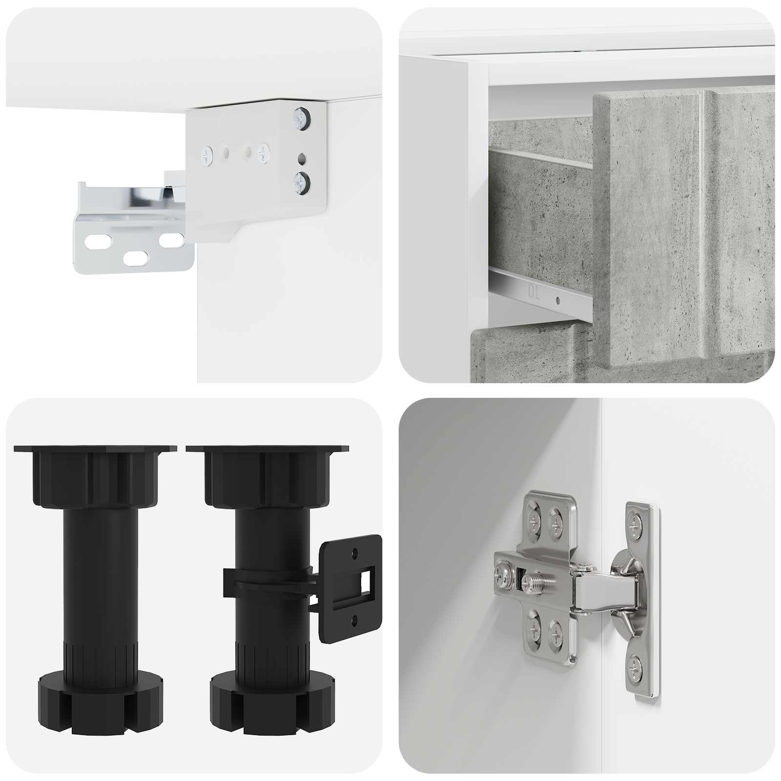 Kücheneinheit Lucca 4 Pcs Betongrau Holzwerkstoff