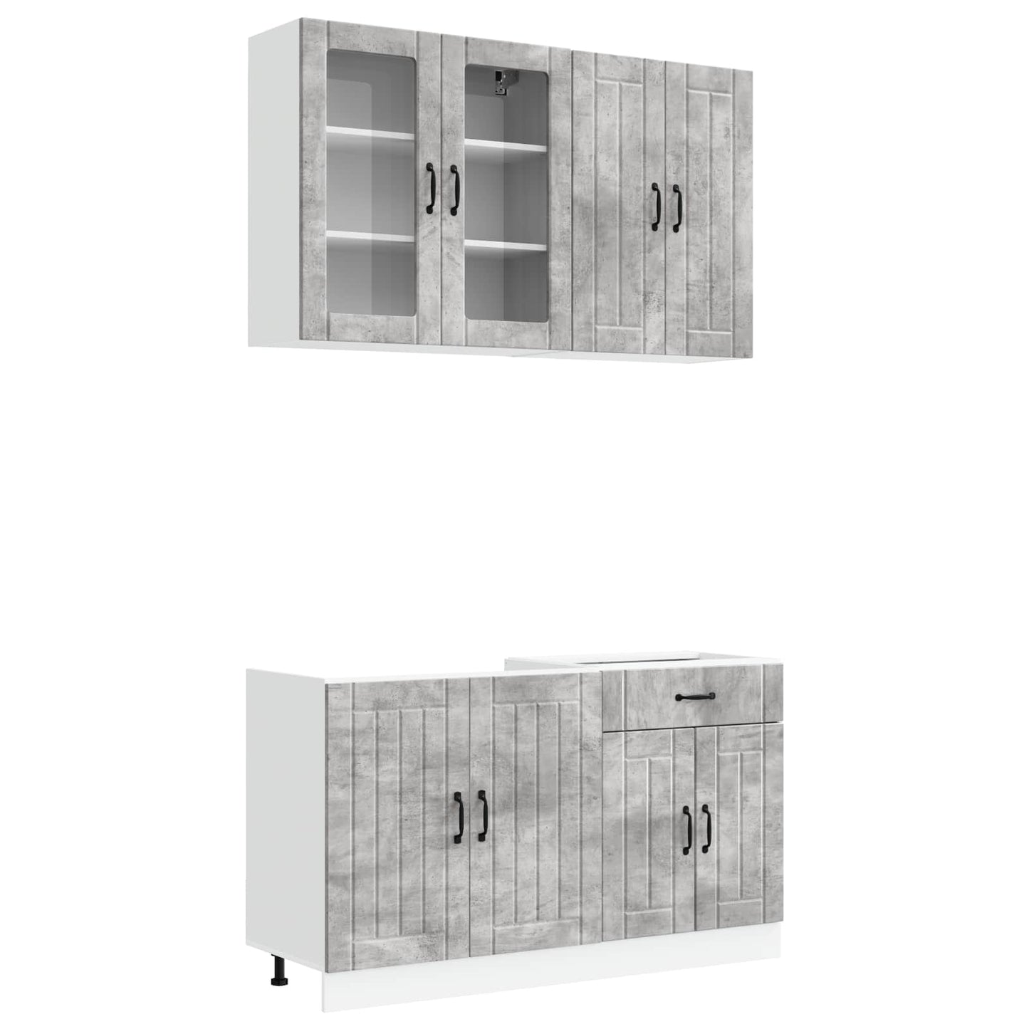 Kücheneinheit Lucca 4 Pcs Betongrau Holzwerkstoff