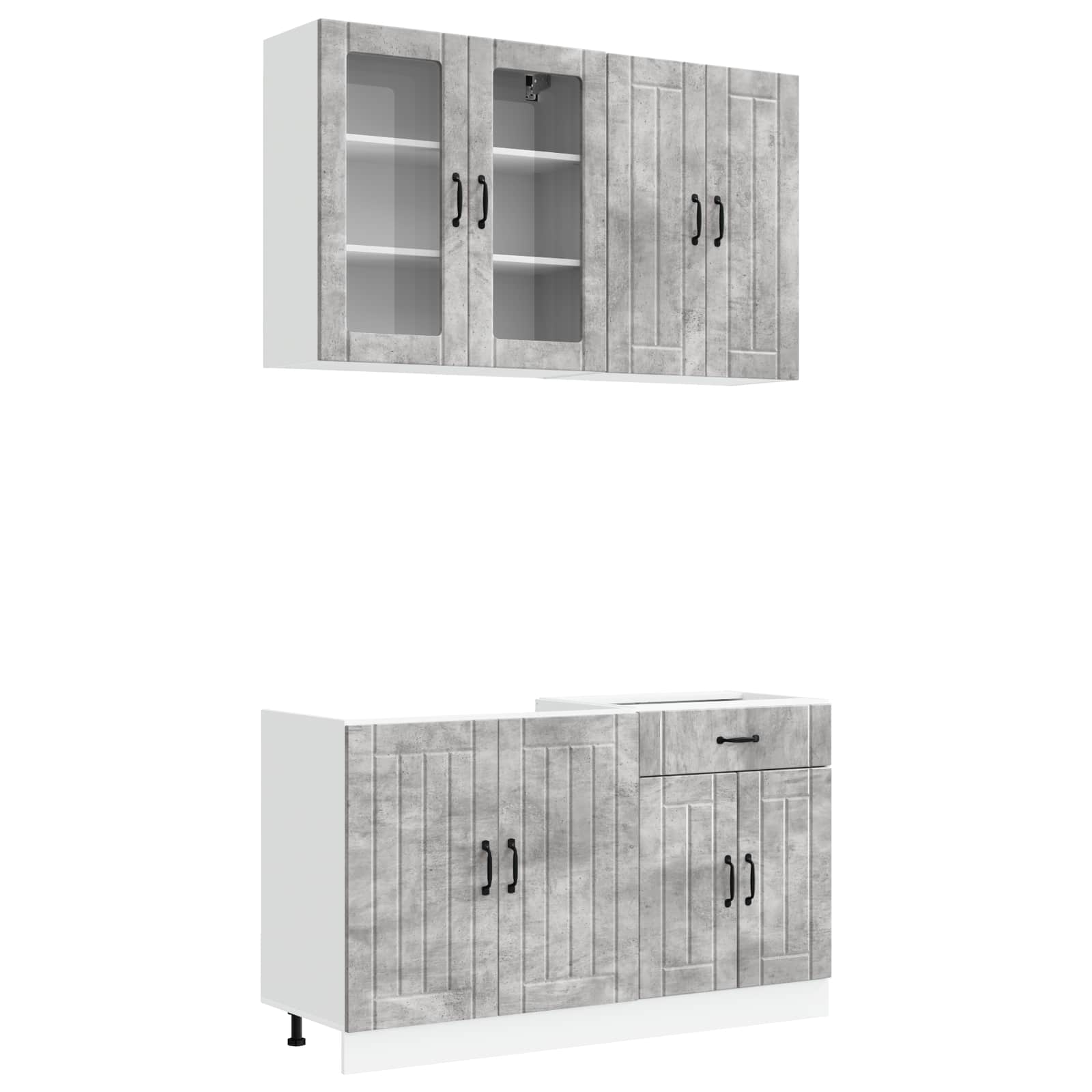 Kücheneinheit Lucca 4 Pcs Betongrau Holzwerkstoff