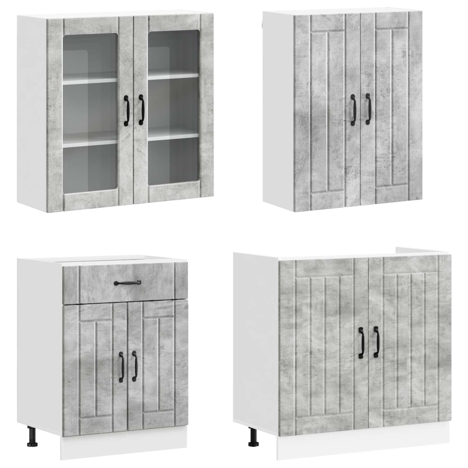Kücheneinheit Lucca 4 Pcs Betongrau Holzwerkstoff