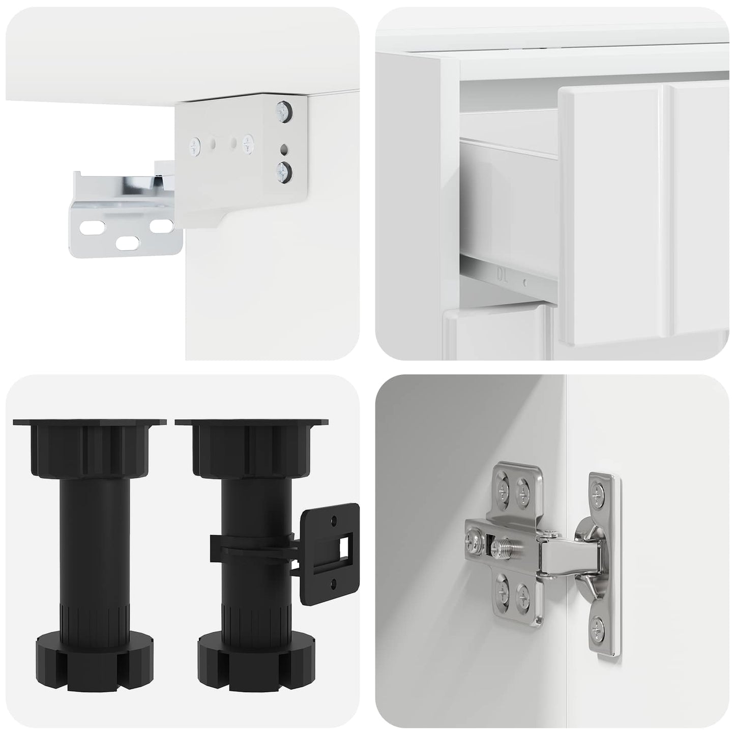 Kücheneinheit Lucca 4 Pcs Hochglanz Weiß Holzwerkstoff