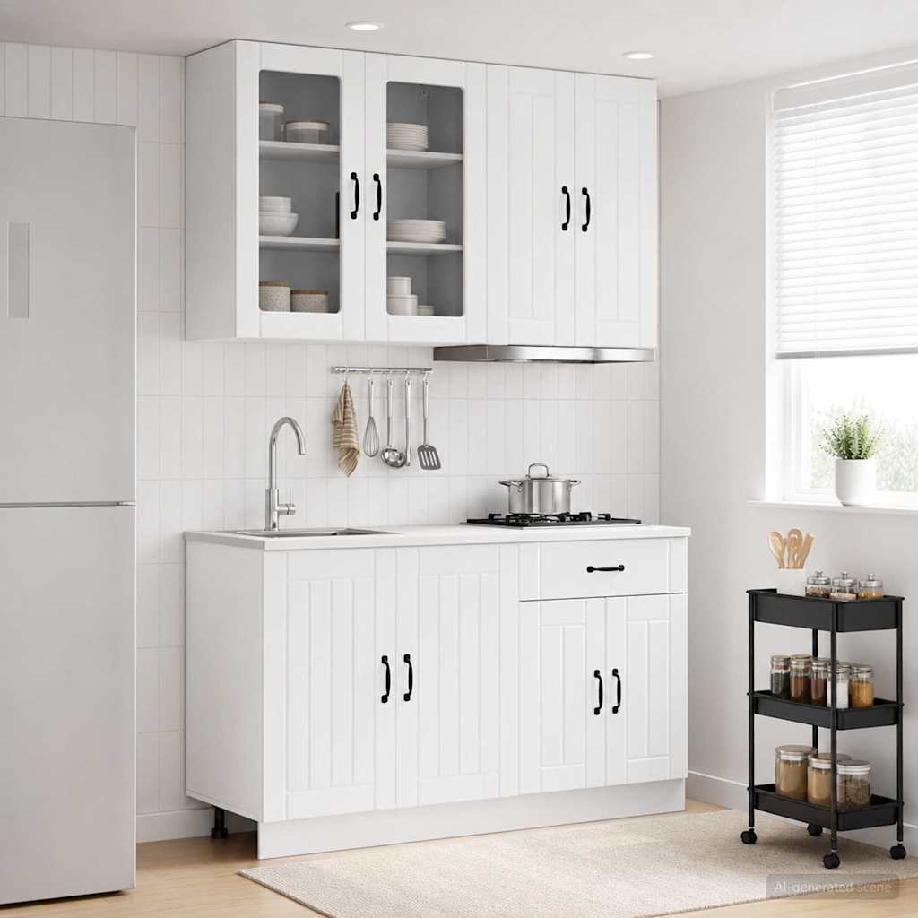 Kücheneinheit Lucca 4 Pcs Hochglanz Weiß Holzwerkstoff