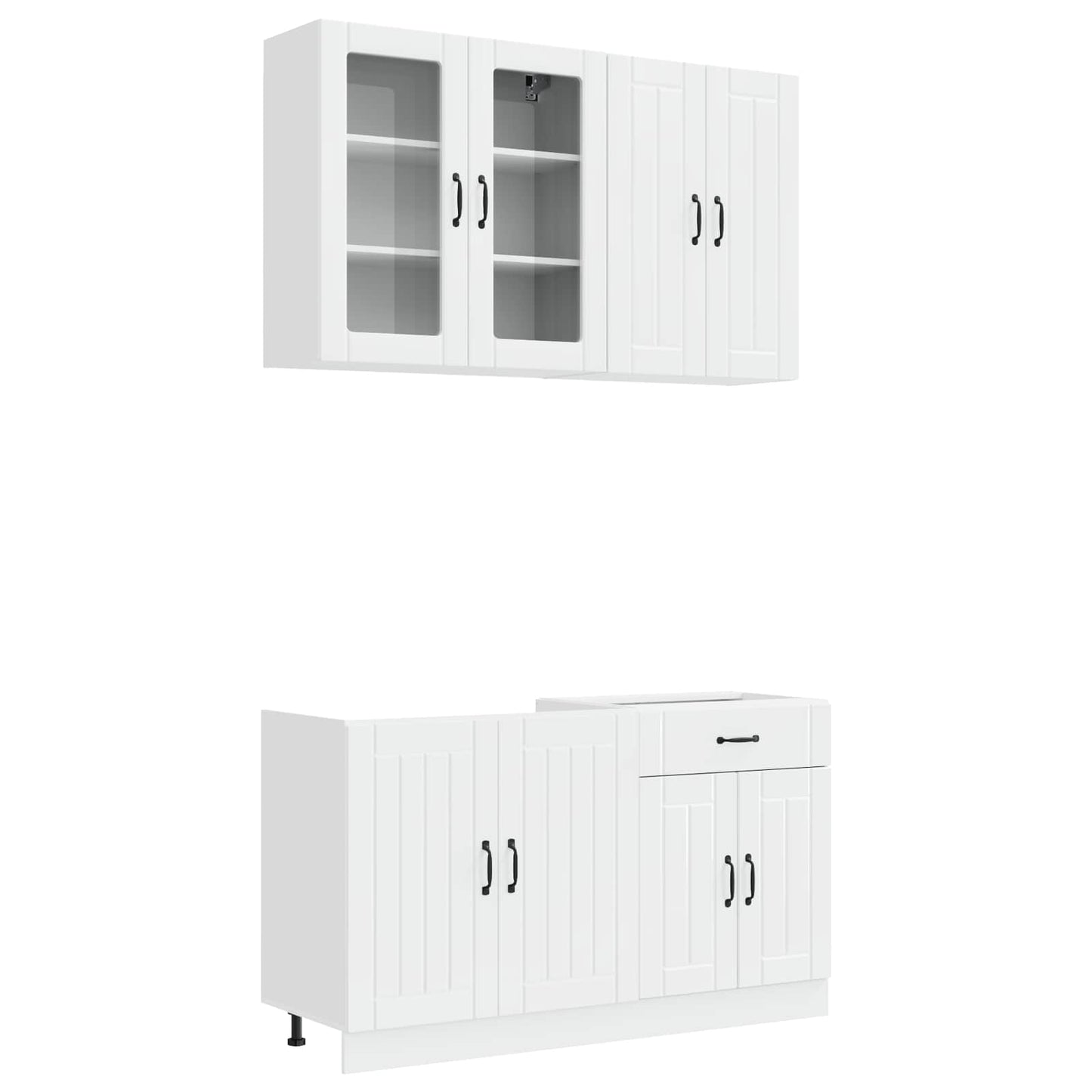 Kücheneinheit Lucca 4 Pcs Hochglanz Weiß Holzwerkstoff