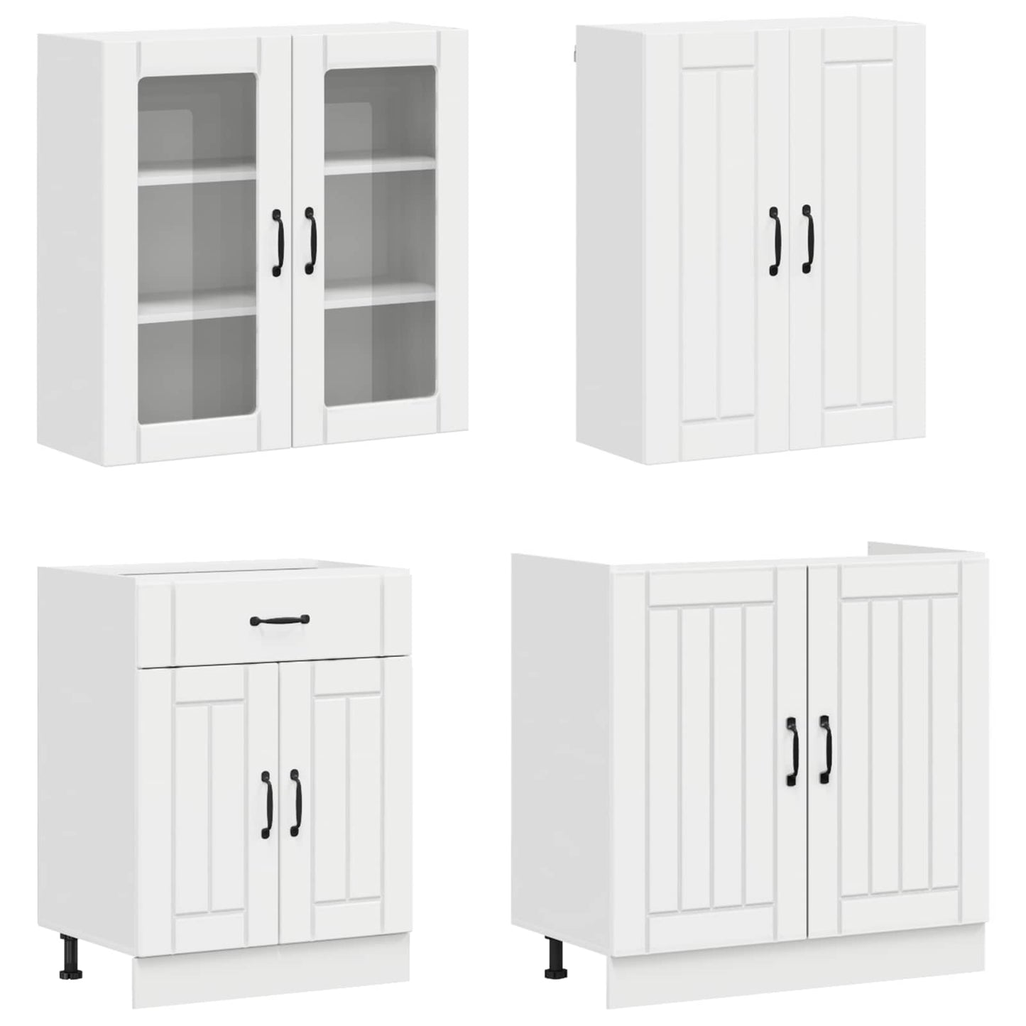 Kücheneinheit Lucca 4 Pcs Hochglanz Weiß Holzwerkstoff