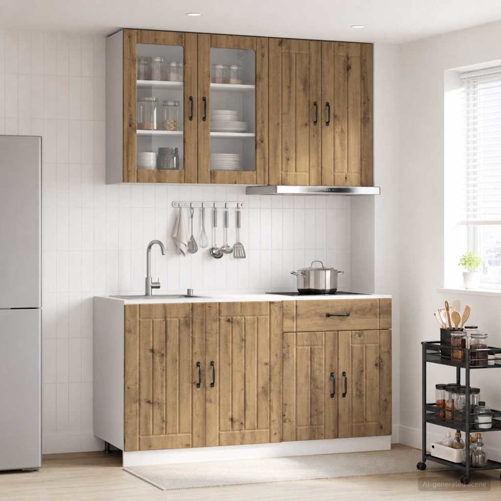 Kücheneinheit Lucca 4 Pcs Artisan-Eiche Holzwerkstoff