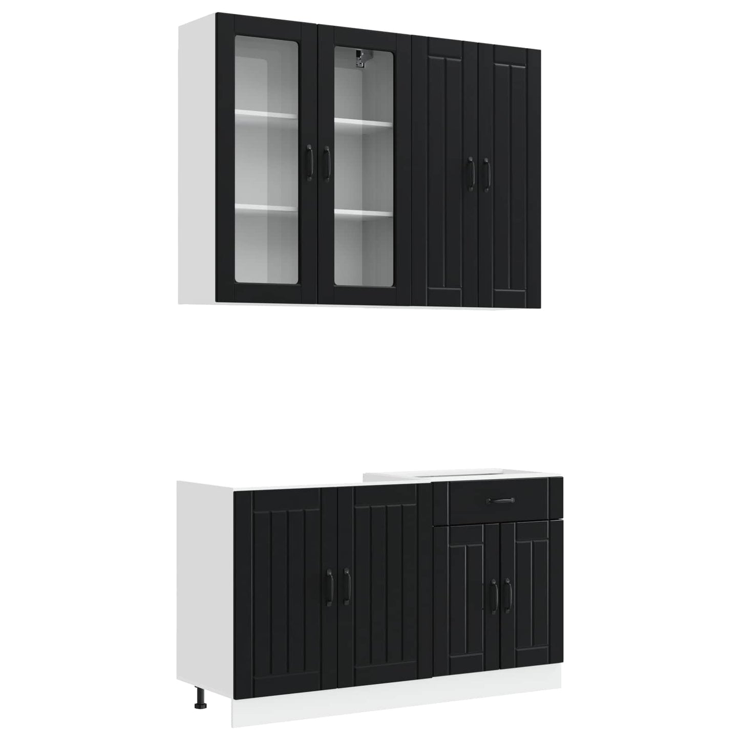 Kücheneinheit Lucca 4 Pcs Schwarz Holzwerkstoff