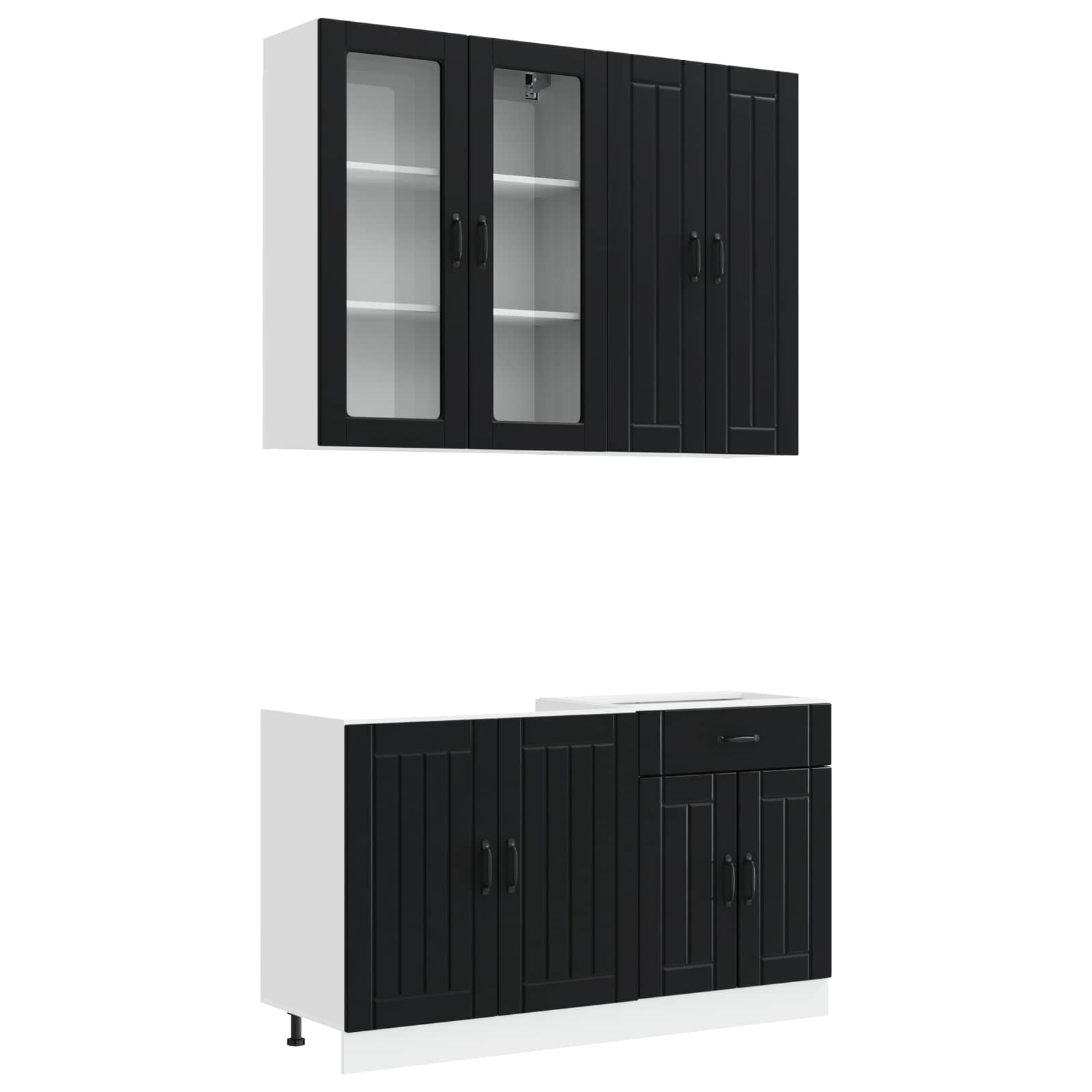 Kücheneinheit Lucca 4 Pcs Schwarz Holzwerkstoff