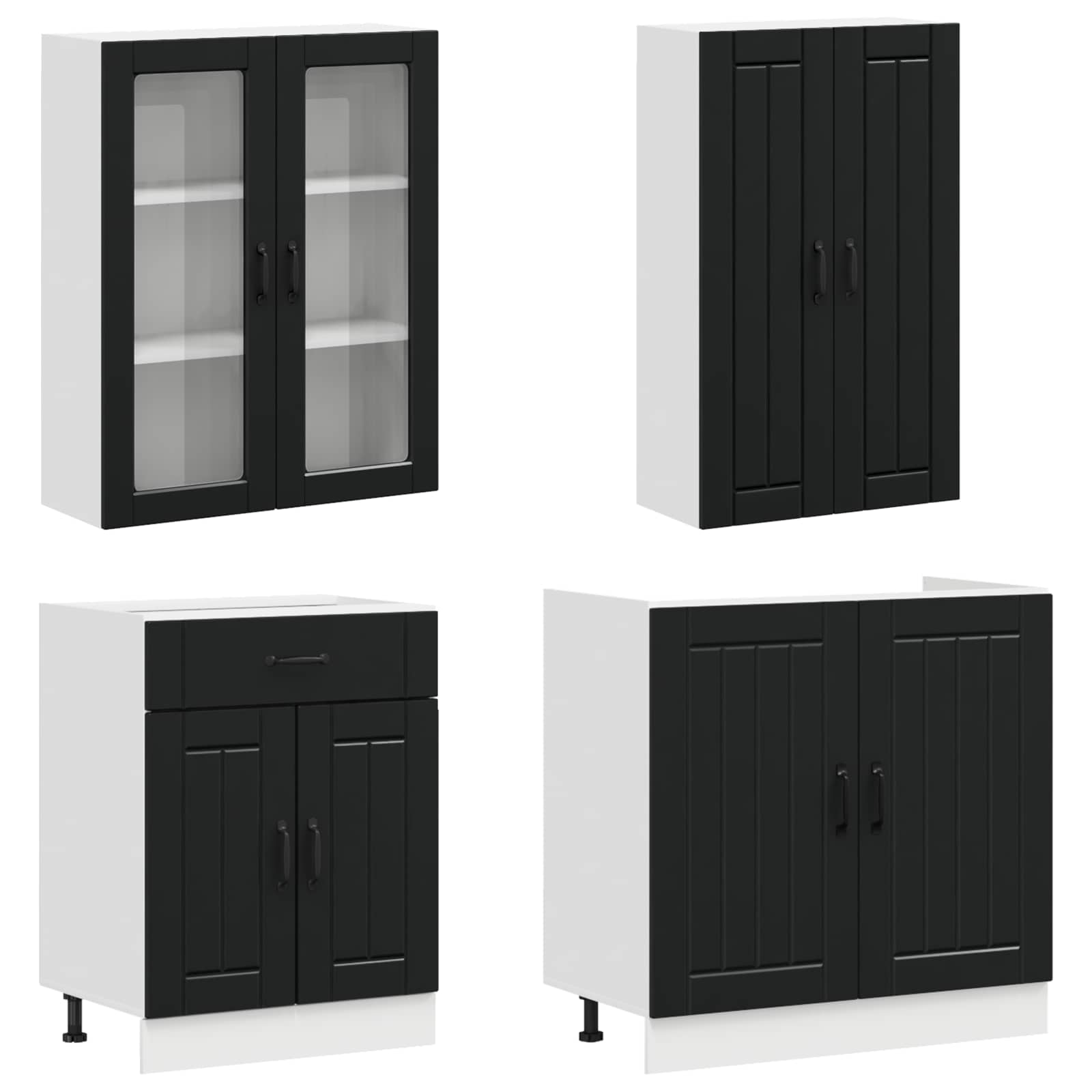 Kücheneinheit Lucca 4 Pcs Schwarz Holzwerkstoff