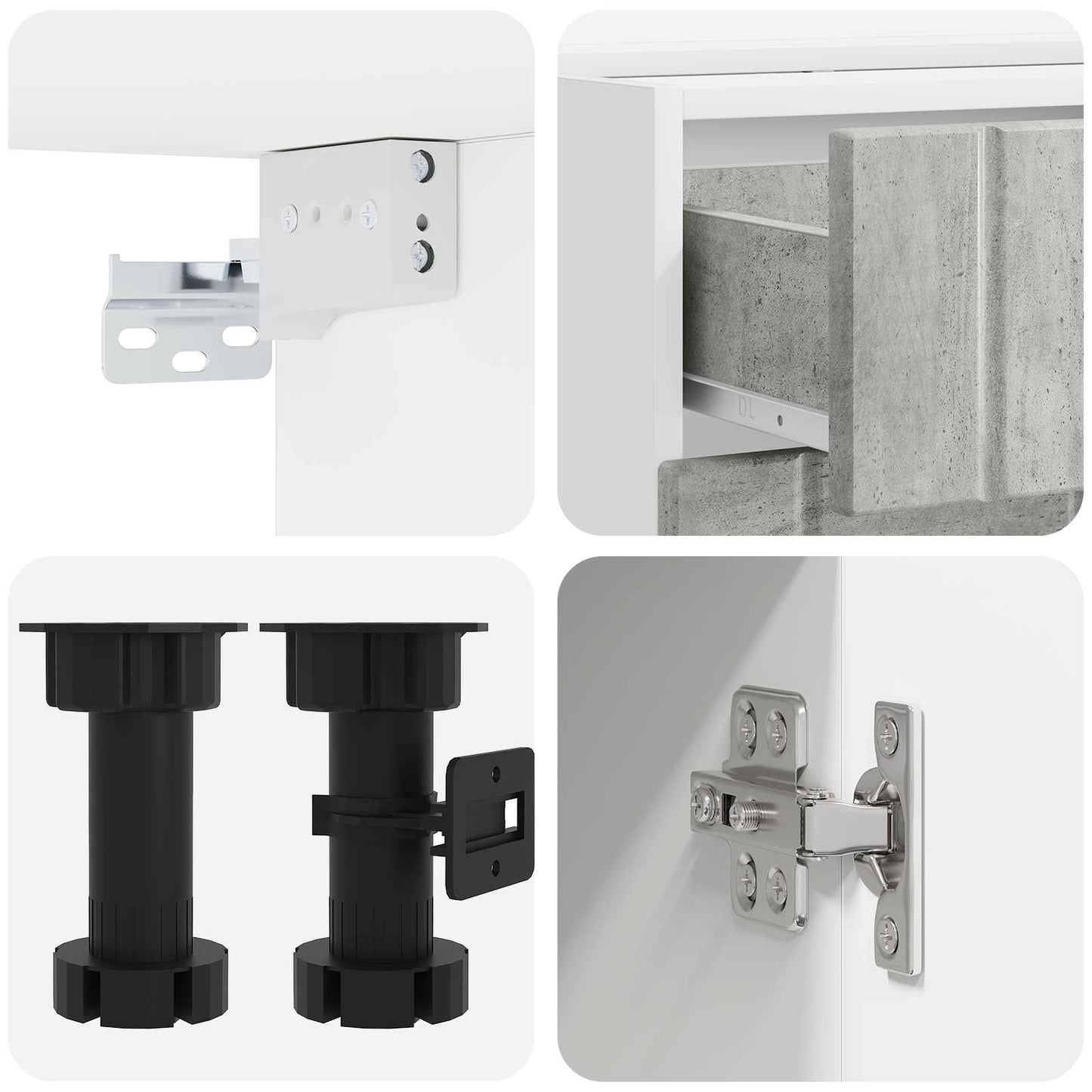 Kücheneinheit Lucca 4 Pcs Betongrau Holzwerkstoff