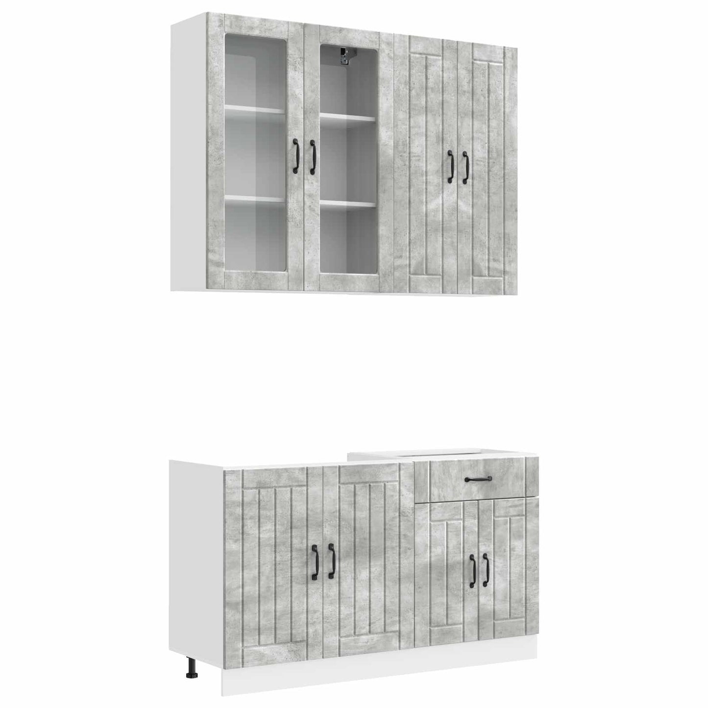 Kücheneinheit Lucca 4 Pcs Betongrau Holzwerkstoff