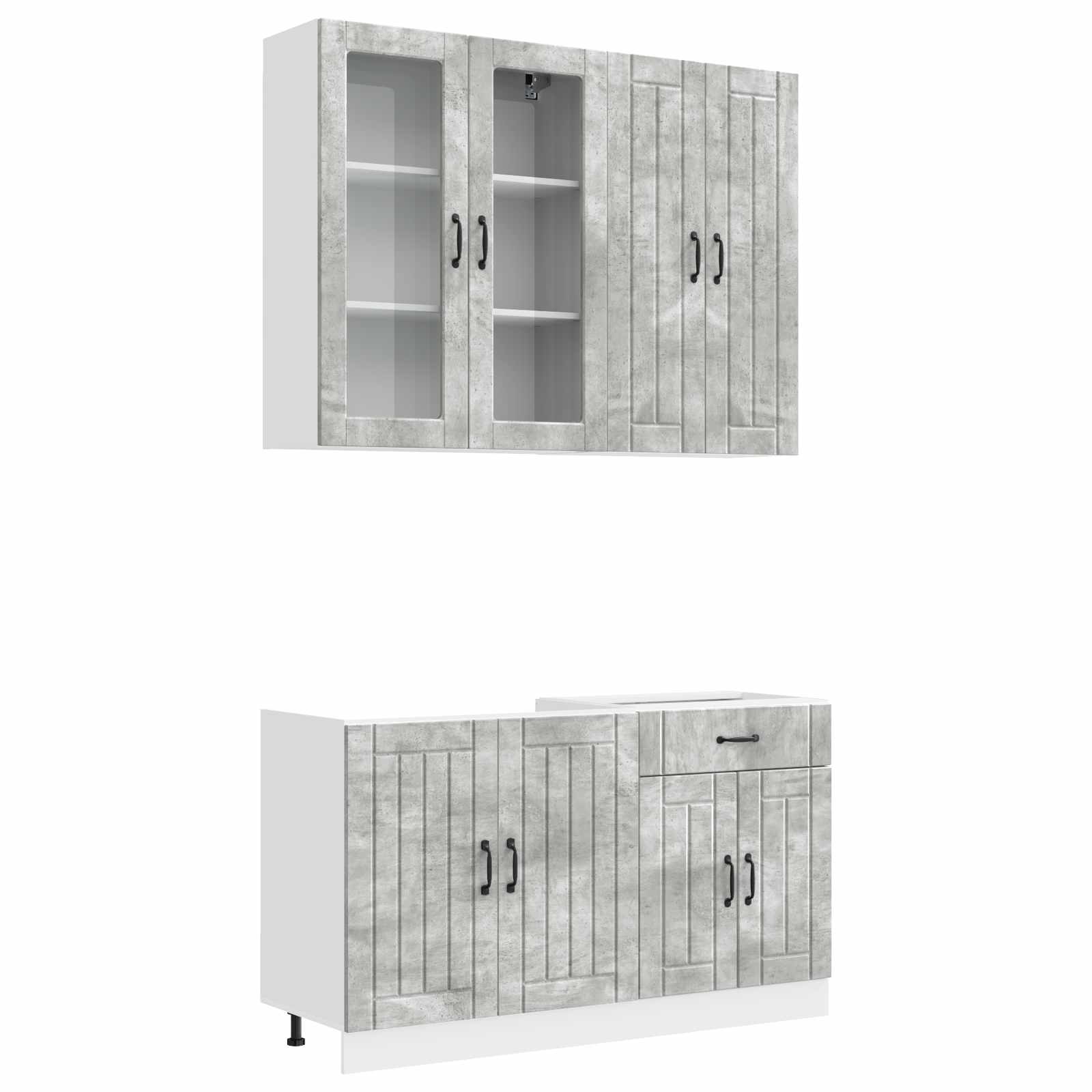 Kücheneinheit Lucca 4 Pcs Betongrau Holzwerkstoff