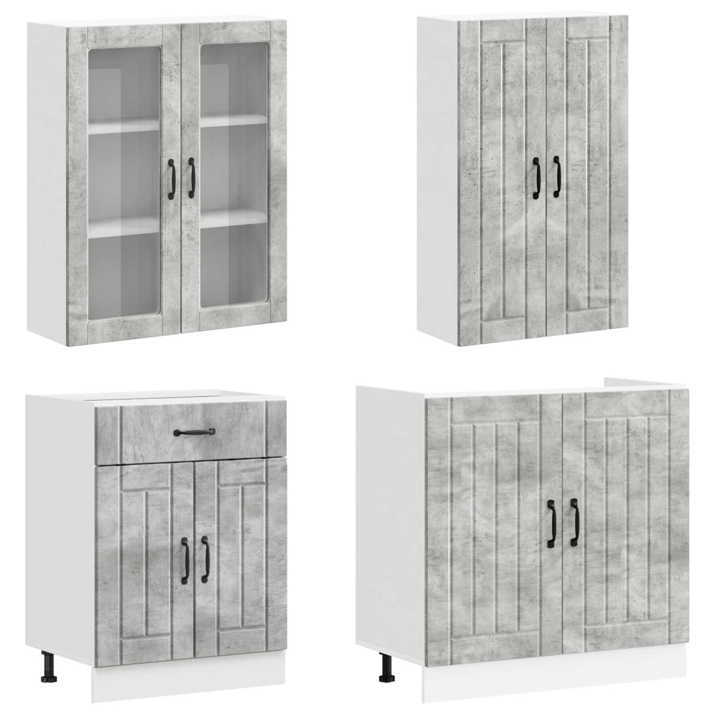 Kücheneinheit Lucca 4 Pcs Betongrau Holzwerkstoff