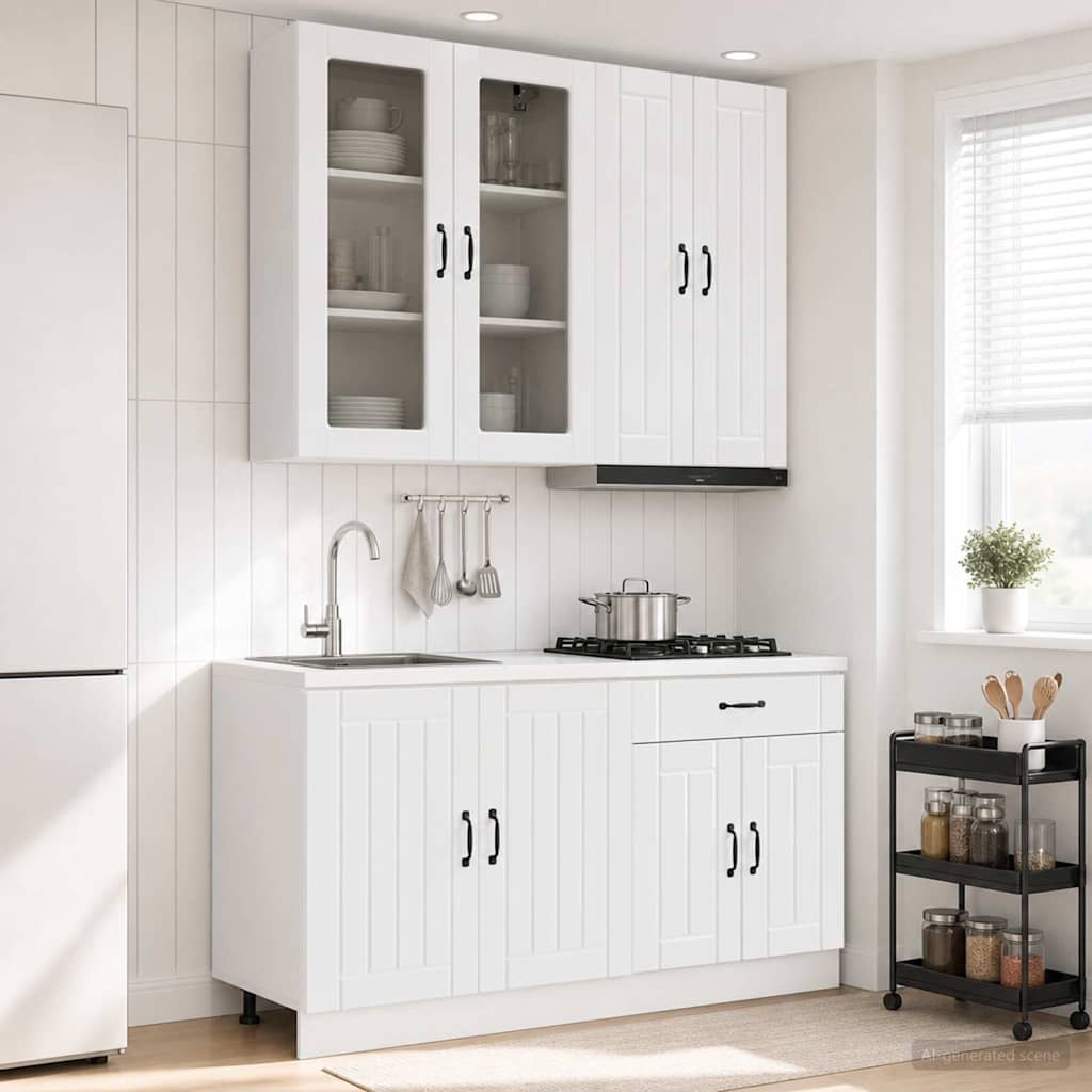 Kücheneinheit Lucca 4 Pcs Hochglanz Weiß Holzwerkstoff