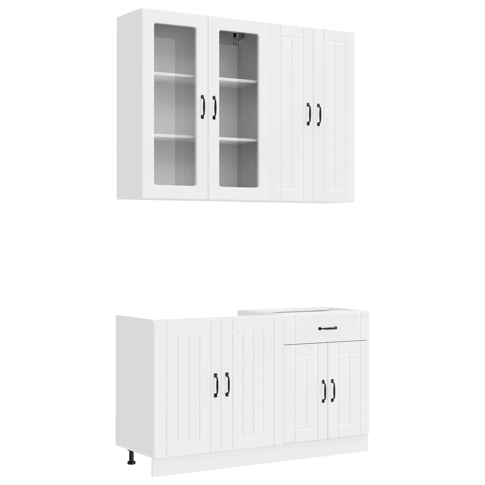 Kücheneinheit Lucca 4 Pcs Hochglanz Weiß Holzwerkstoff