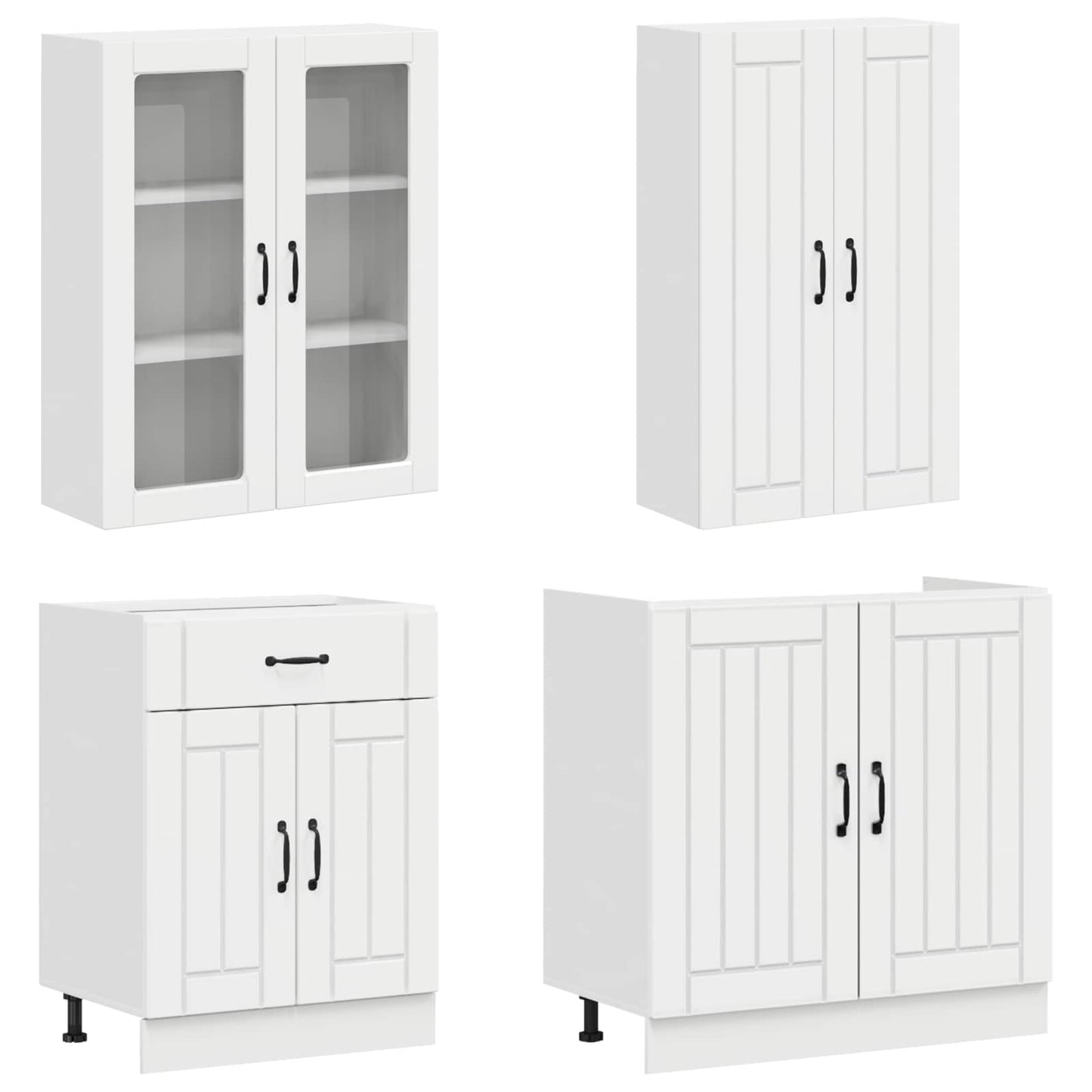 Kücheneinheit Lucca 4 Pcs Hochglanz Weiß Holzwerkstoff
