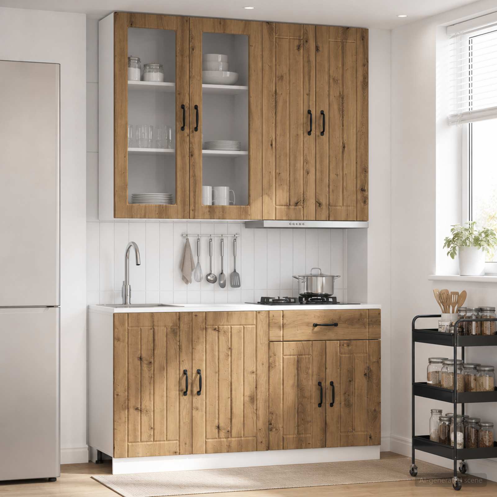 Kücheneinheit Lucca 4 Pcs Artisan-Eiche Holzwerkstoff