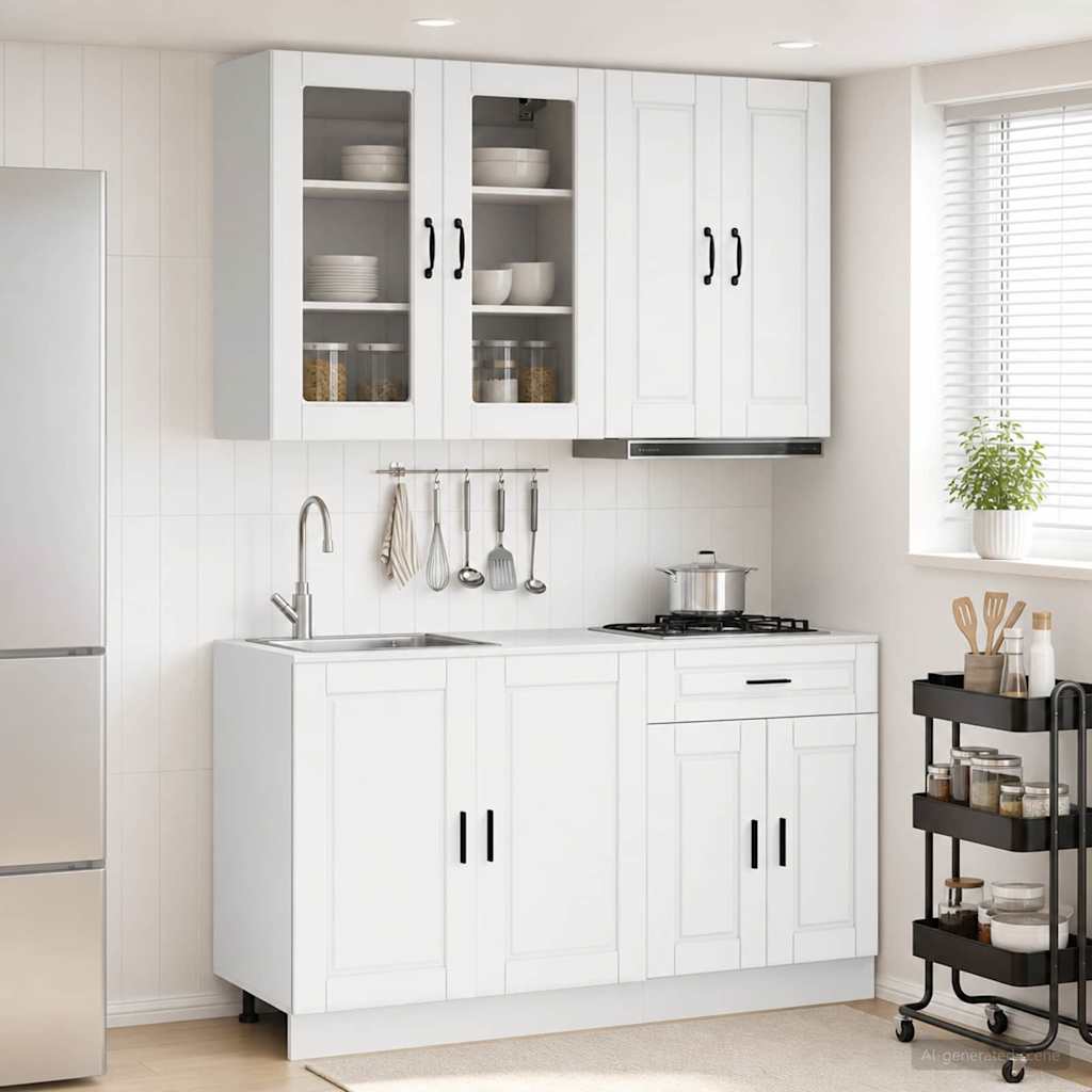 Kücheneinheit Porto 4 Pcs Weiß Holzwerkstoff