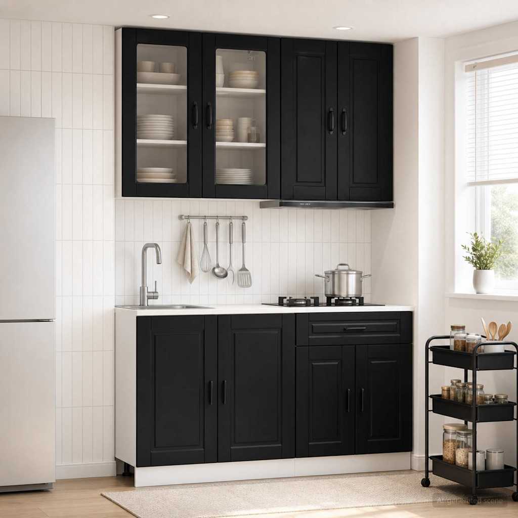 Kücheneinheit Porto 4 Pcs Schwarz Holzwerkstoff