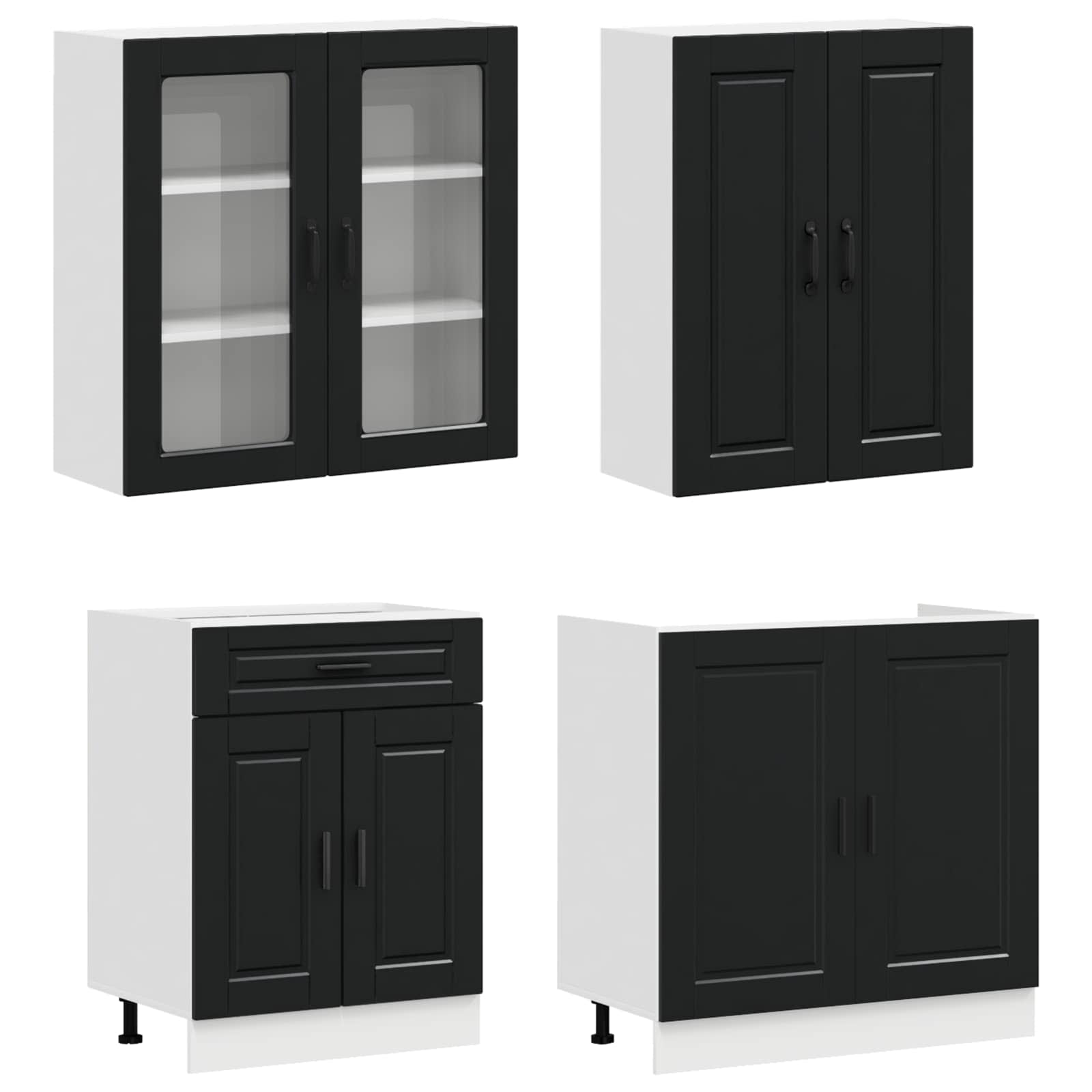 Kücheneinheit Porto 4 Pcs Schwarz Holzwerkstoff