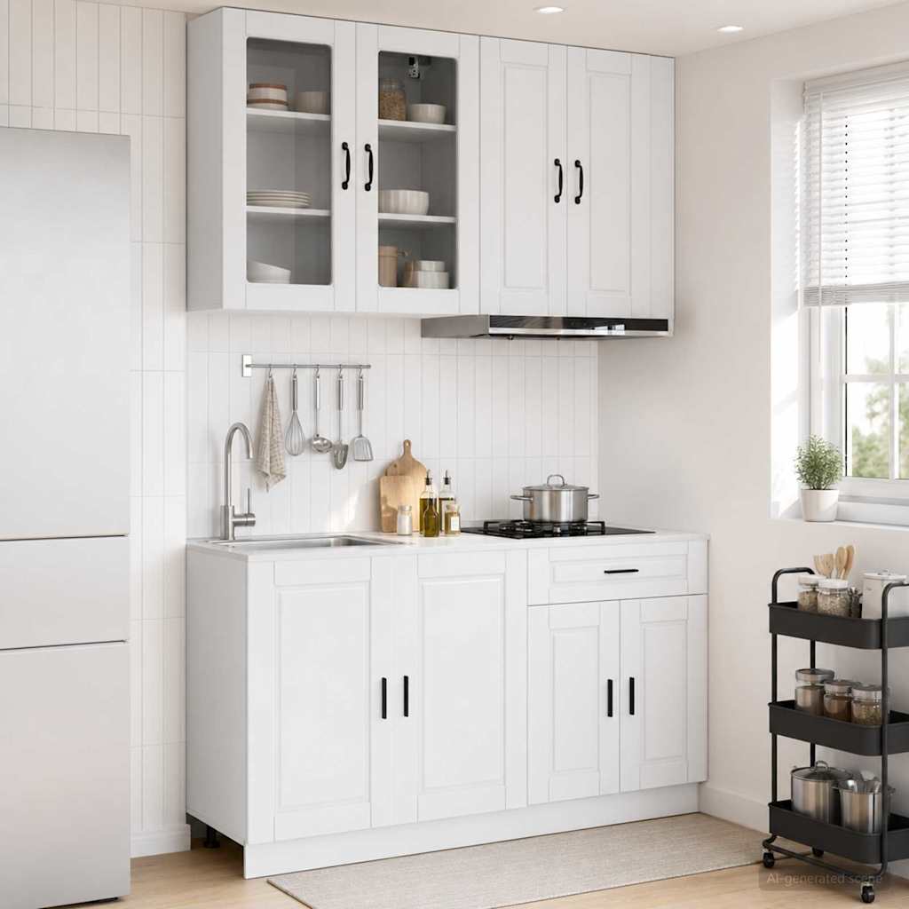 Kücheneinheit Porto 4 Pcs Hochglanz Weiß Holzwerkstoff
