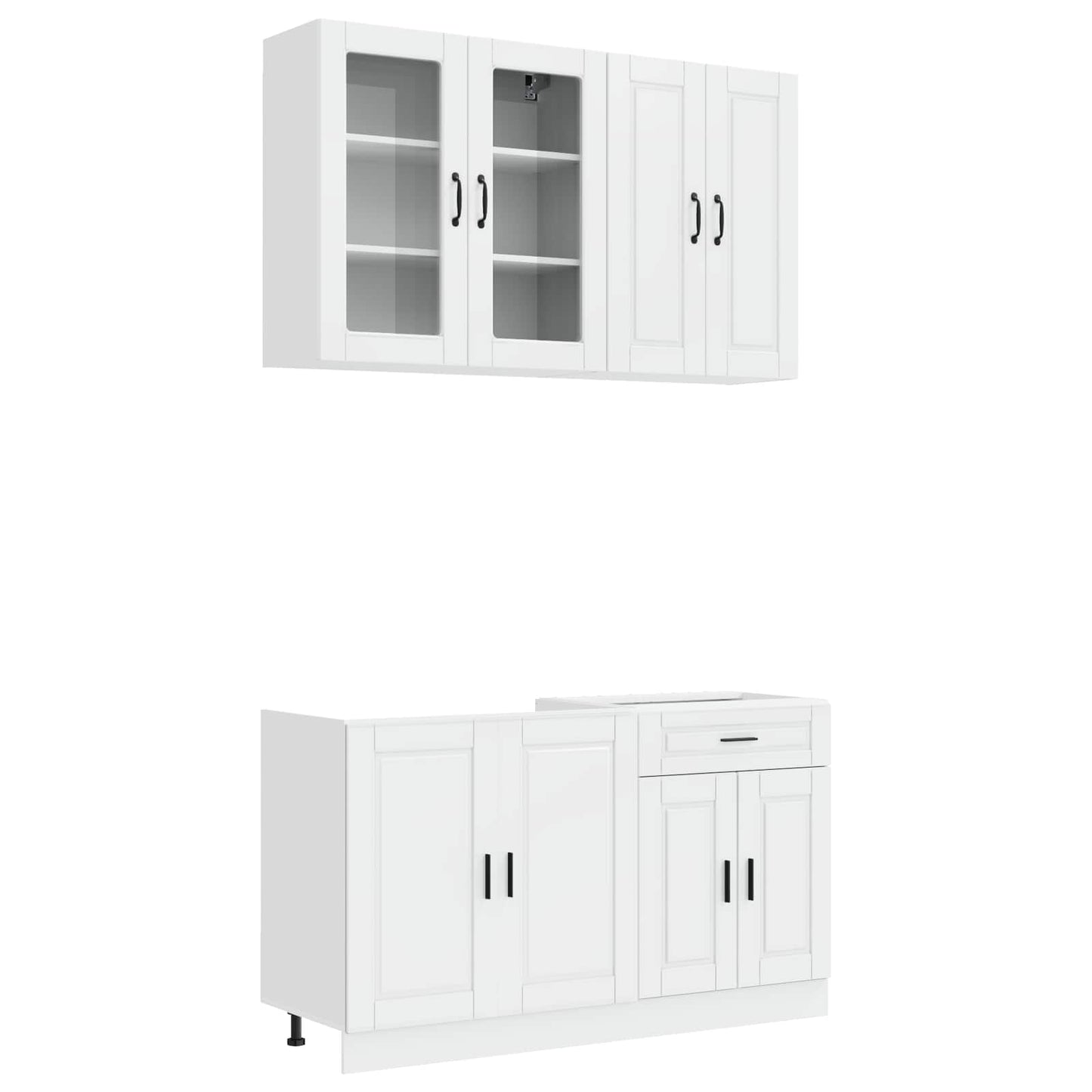 Kücheneinheit Porto 4 Pcs Hochglanz Weiß Holzwerkstoff