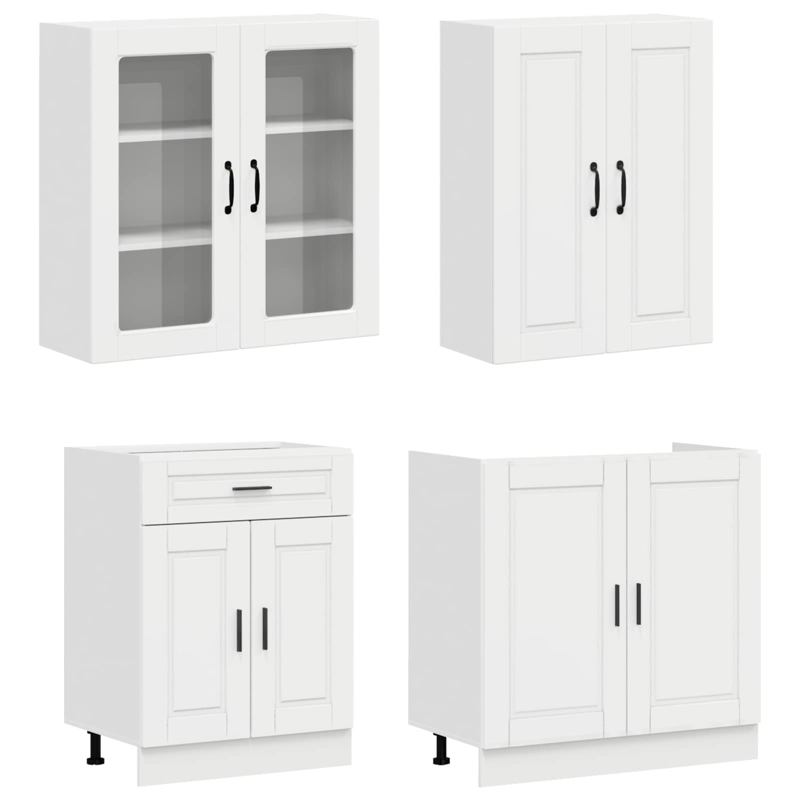 Kücheneinheit Porto 4 Pcs Hochglanz Weiß Holzwerkstoff