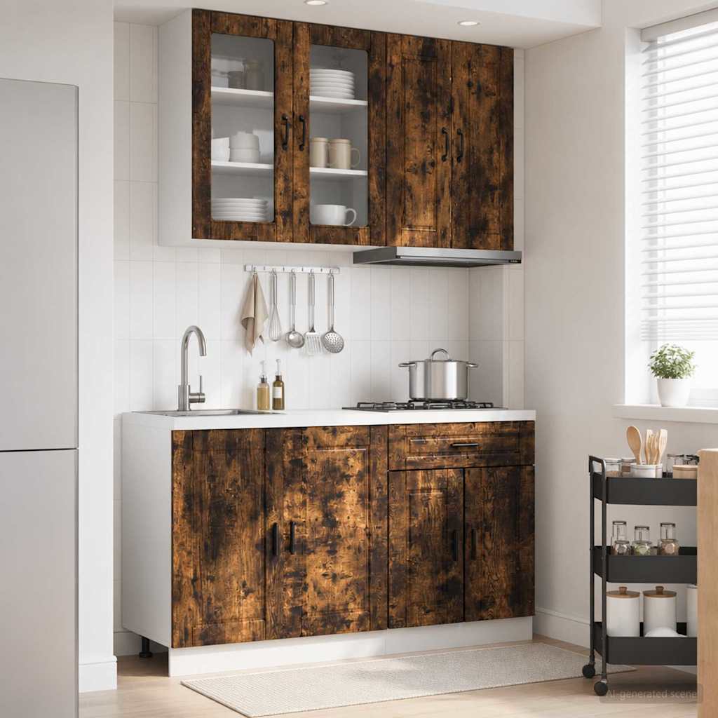 Kücheneinheit Porto 4 Pcs Geräucherte Eiche Holzwerkstoff