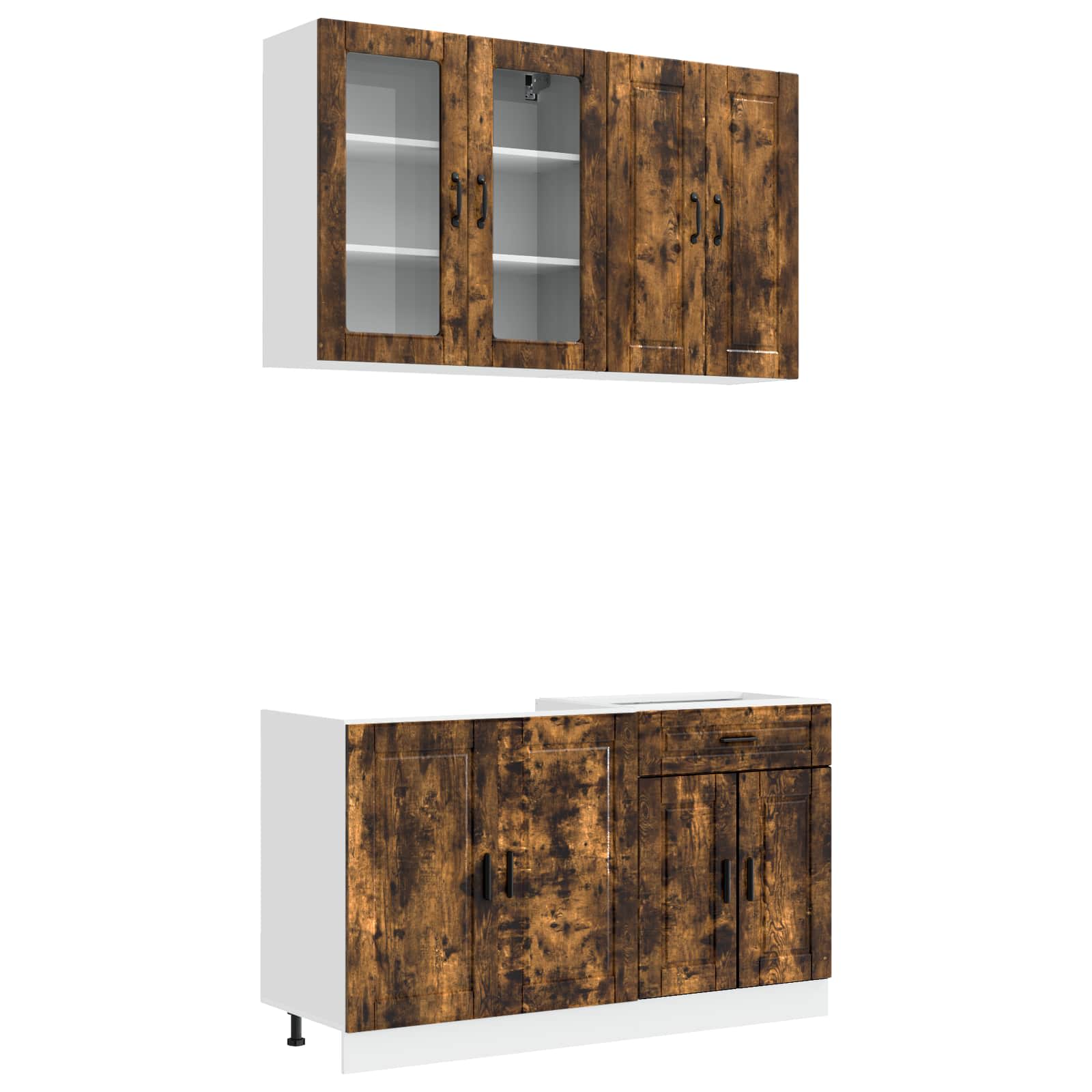 Kücheneinheit Porto 4 Pcs Geräucherte Eiche Holzwerkstoff