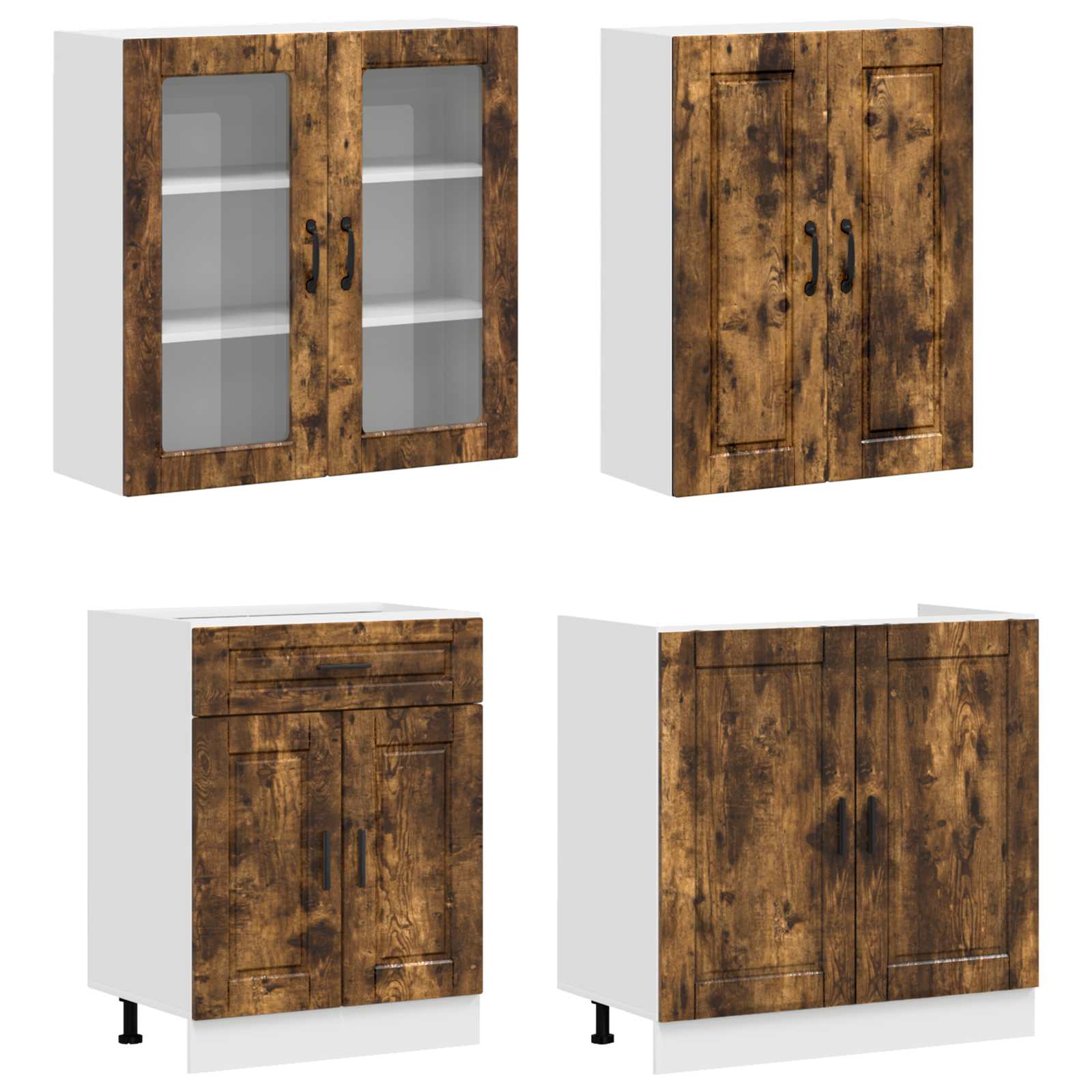 Kücheneinheit Porto 4 Pcs Geräucherte Eiche Holzwerkstoff