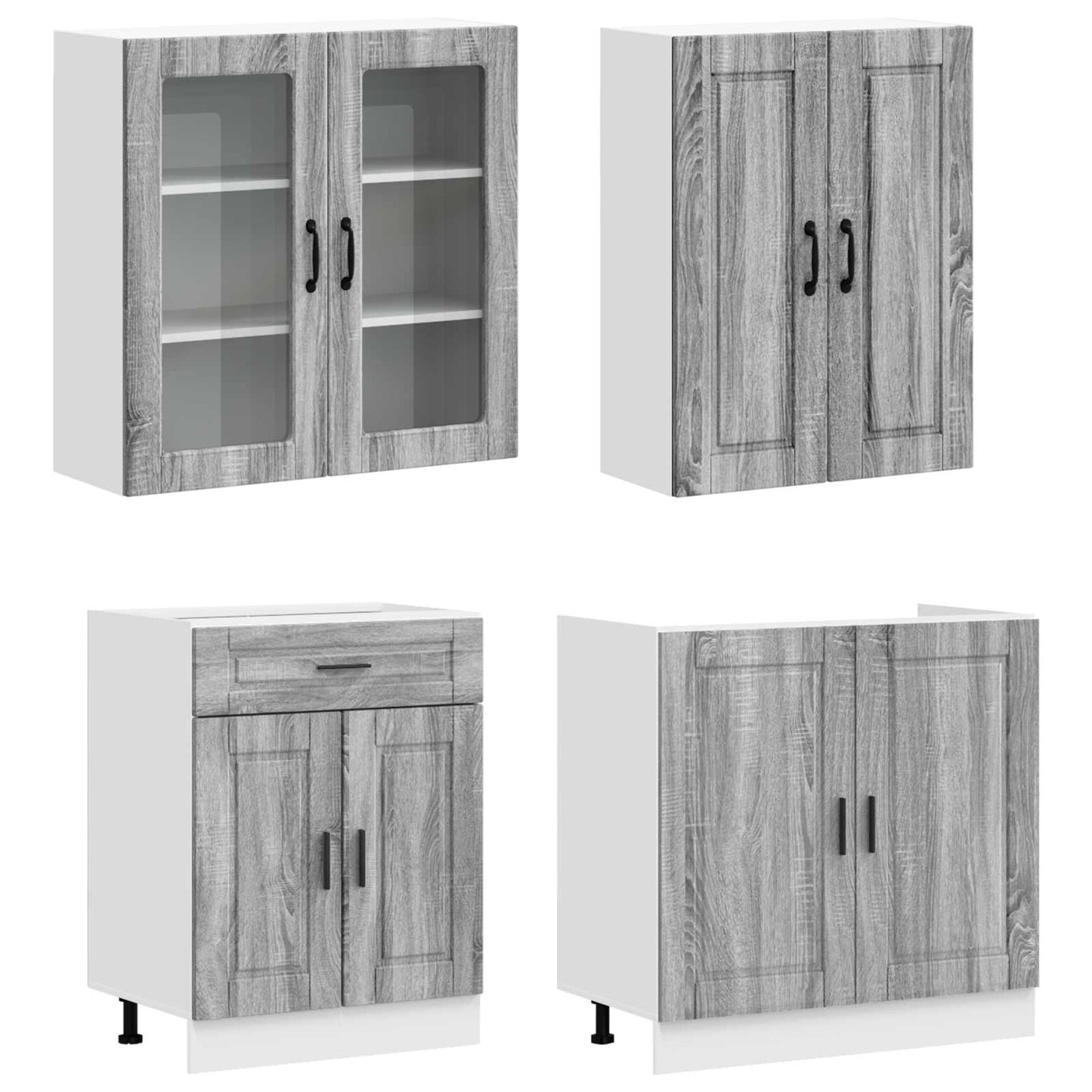 Kücheneinheit Porto 4 Pcs Grau Sonoma Holzwerkstoff