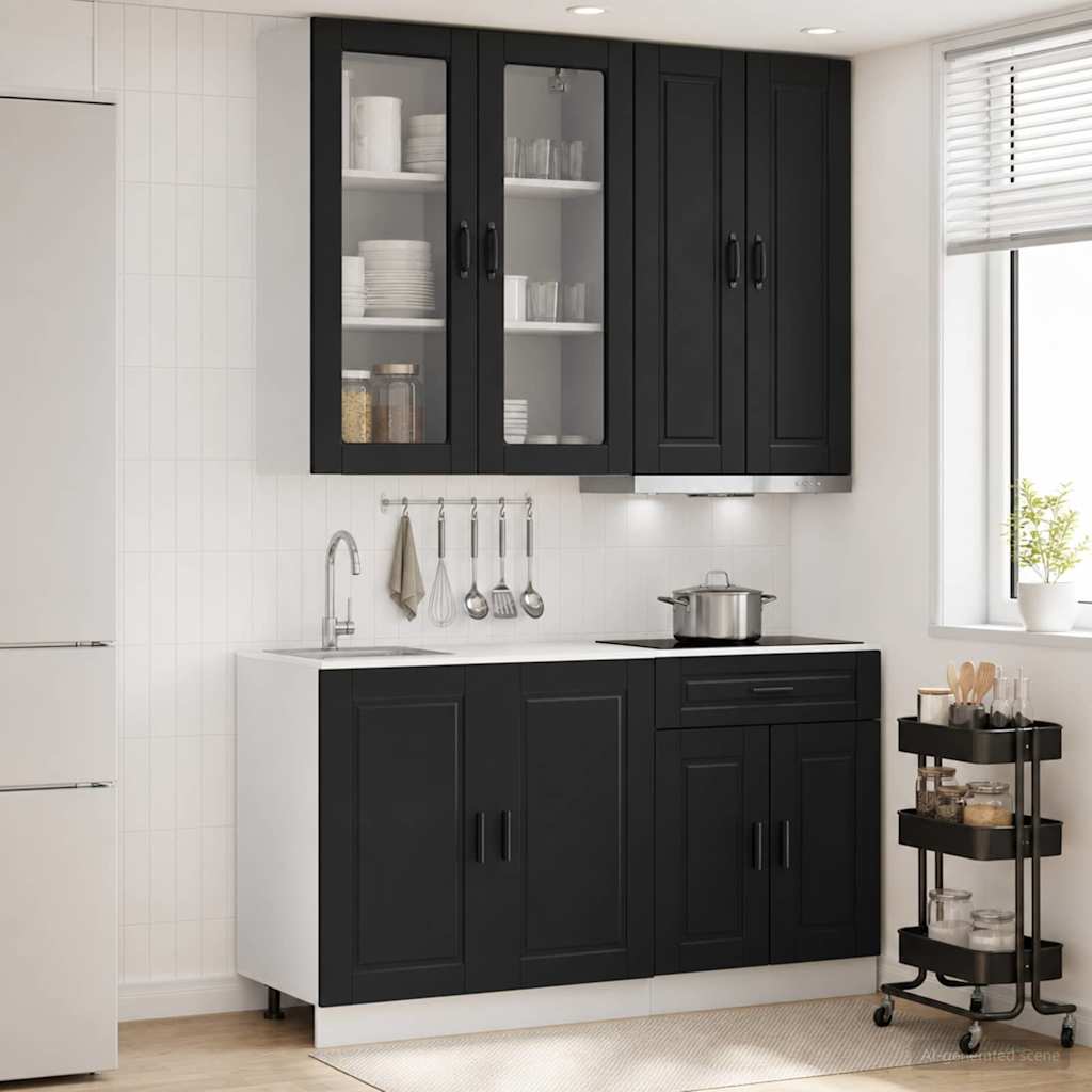 Kücheneinheit Porto 4 Pcs Schwarz Holzwerkstoff