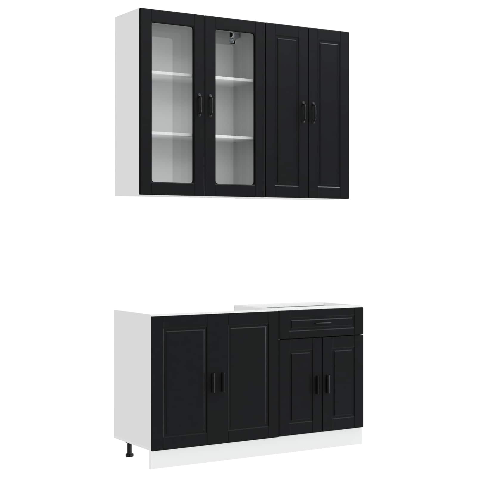 Kücheneinheit Porto 4 Pcs Schwarz Holzwerkstoff