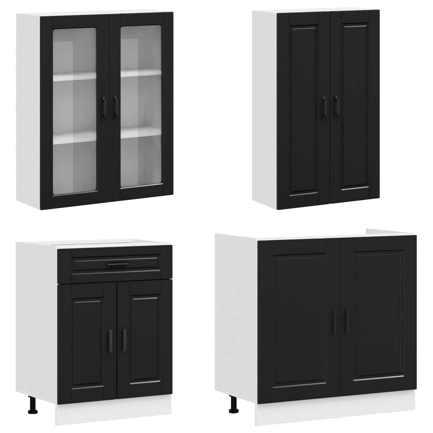 Kücheneinheit Porto 4 Pcs Schwarz Holzwerkstoff