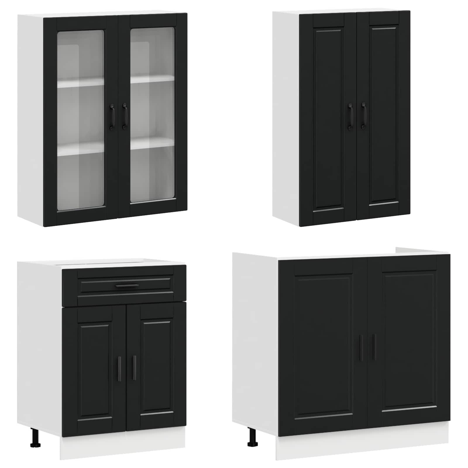 Kücheneinheit Porto 4 Pcs Schwarz Holzwerkstoff