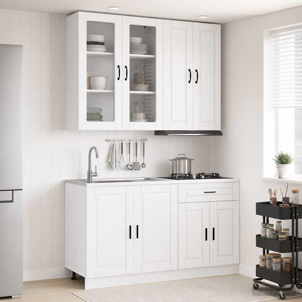 Kücheneinheit Porto 4 Pcs Hochglanz Weiß Holzwerkstoff