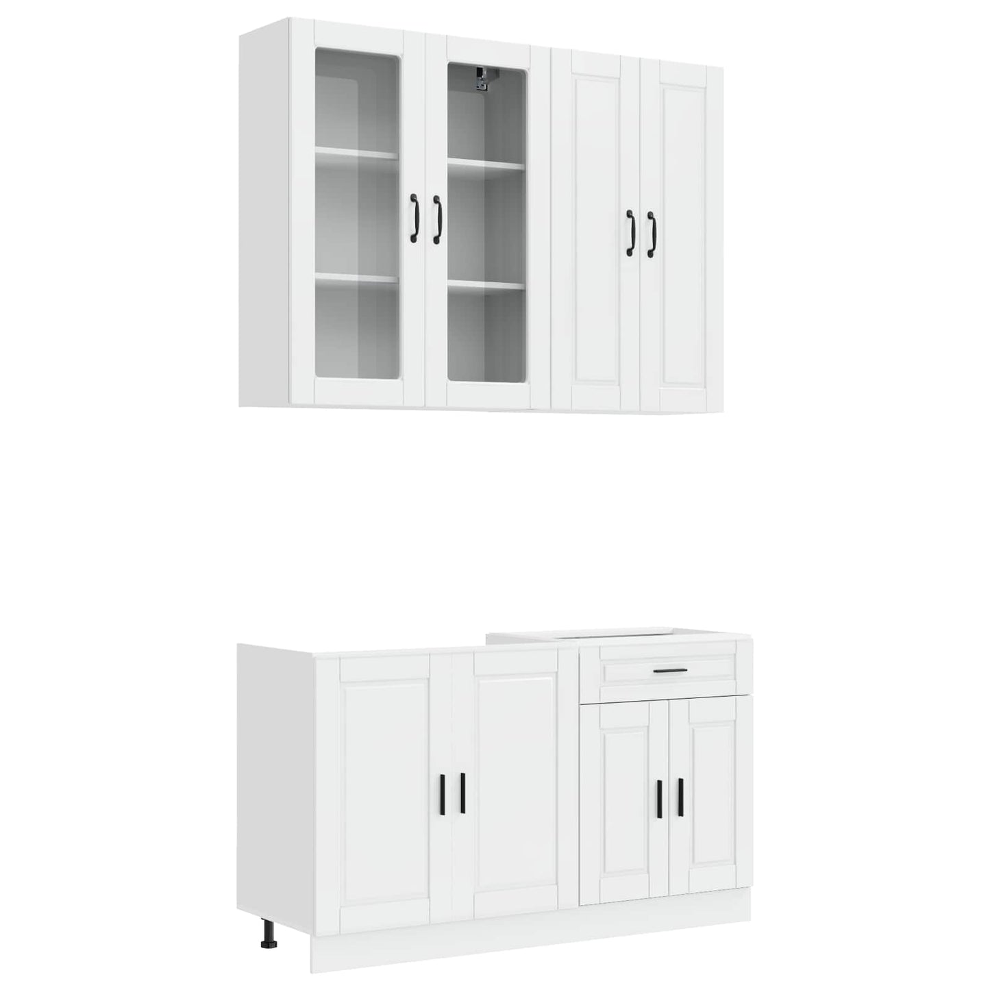 Kücheneinheit Porto 4 Pcs Hochglanz Weiß Holzwerkstoff