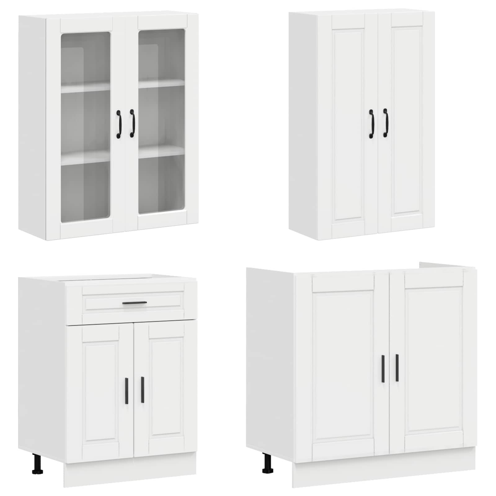 Kücheneinheit Porto 4 Pcs Hochglanz Weiß Holzwerkstoff