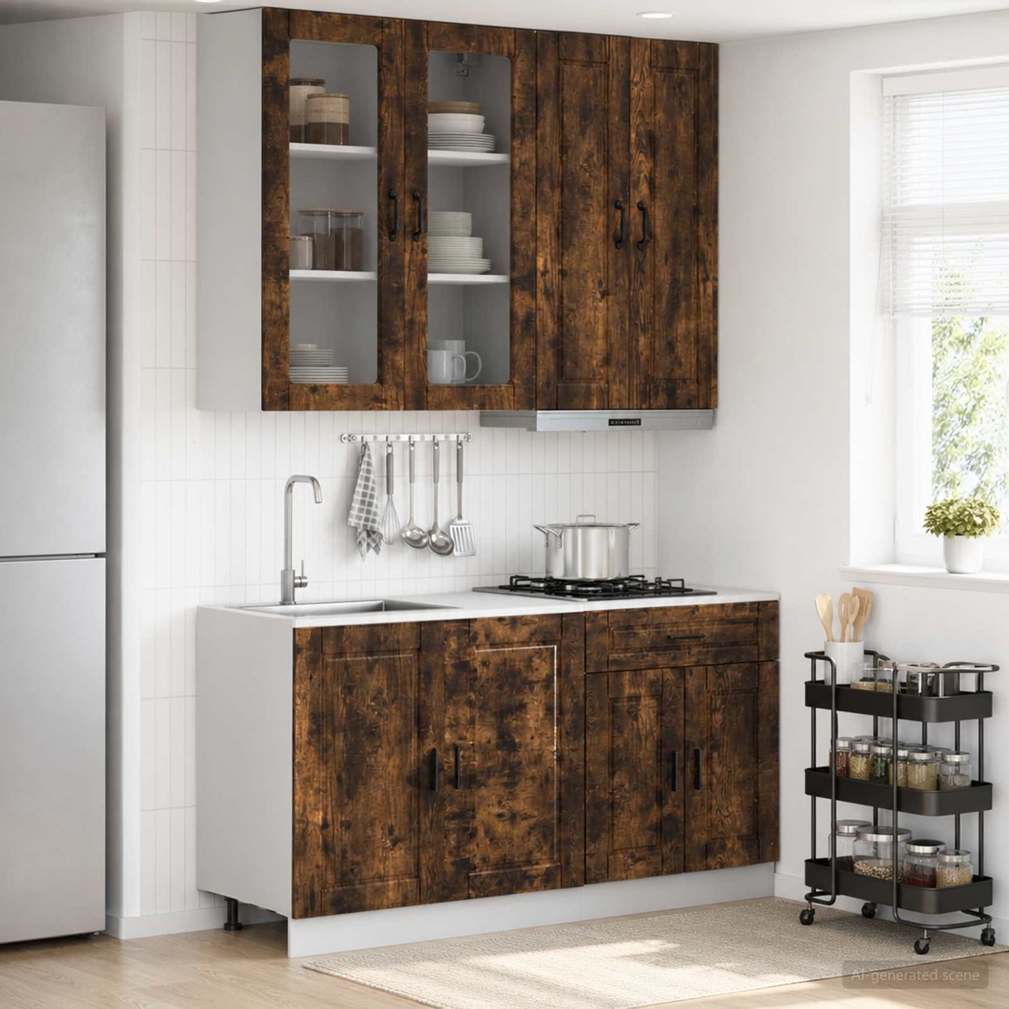 Kücheneinheit Porto 4 Pcs Geräucherte Eiche Holzwerkstoff