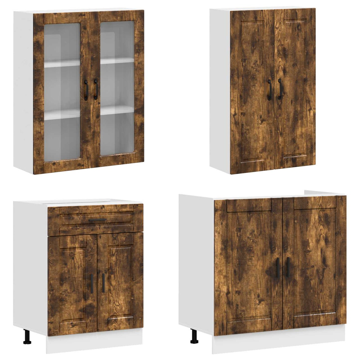 Kücheneinheit Porto 4 Pcs Geräucherte Eiche Holzwerkstoff