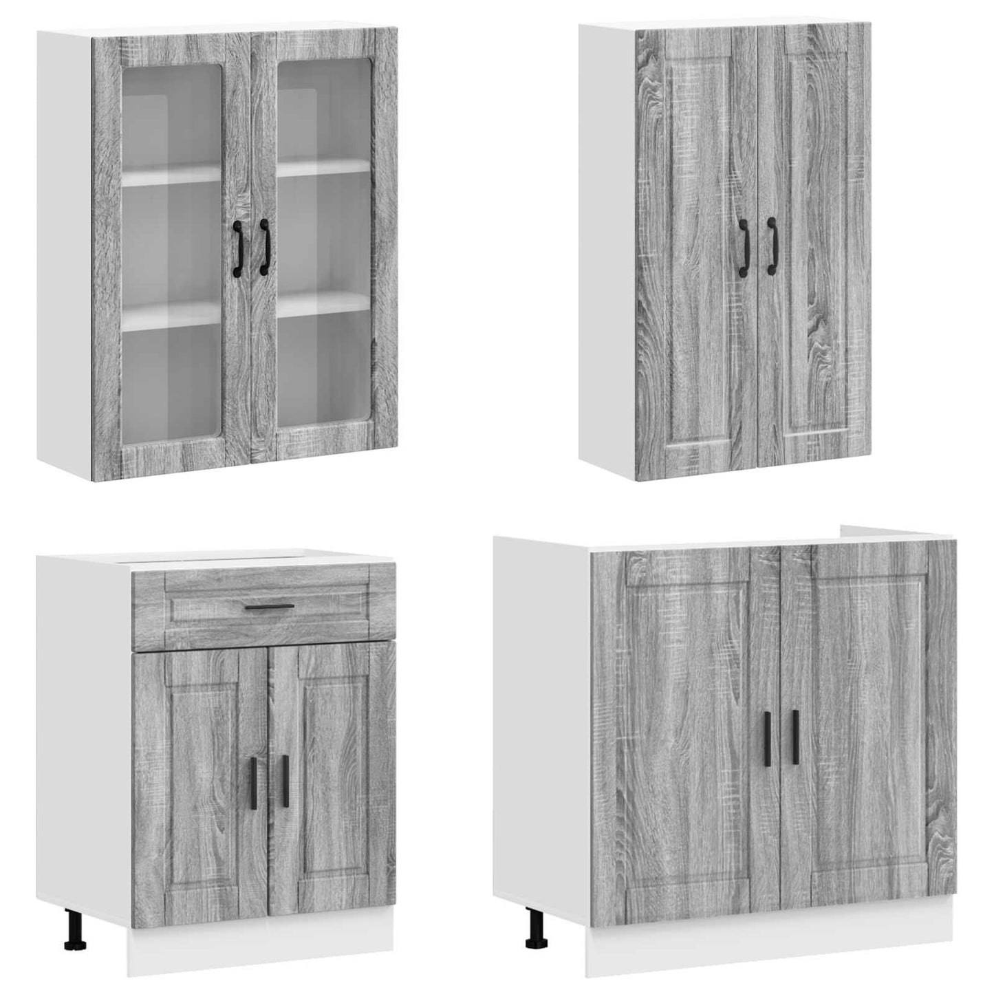 Kücheneinheit Porto 4 Pcs Grau Sonoma Holzwerkstoff
