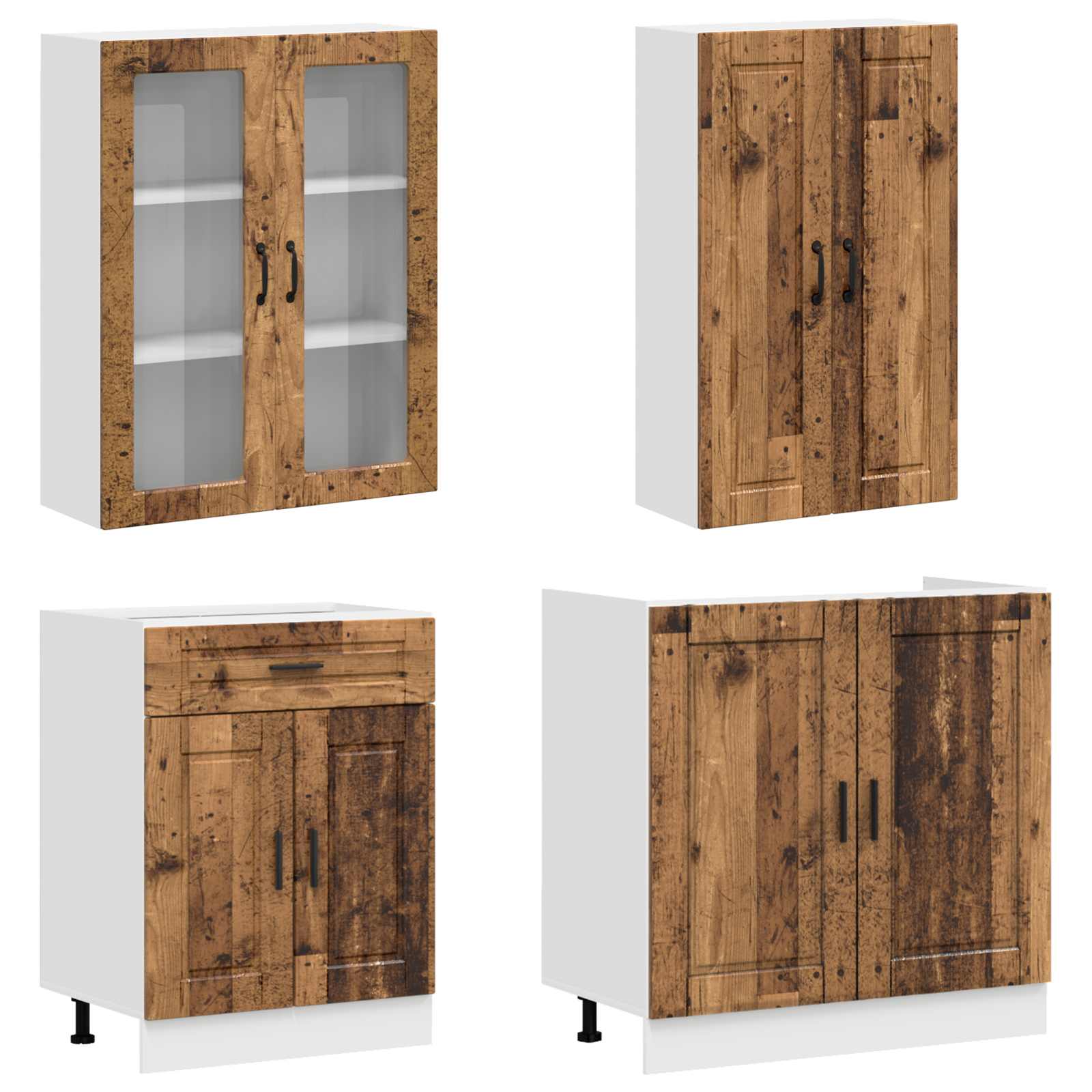 Kücheneinheit Porto 4 Pcs Altholz Holzwerkstoff