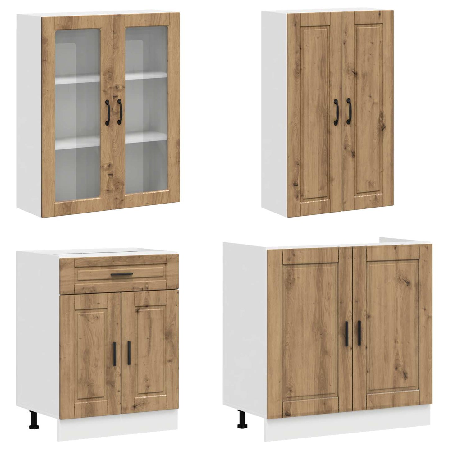 Kücheneinheit Porto 4 Pcs Artisan-Eiche Holzwerkstoff