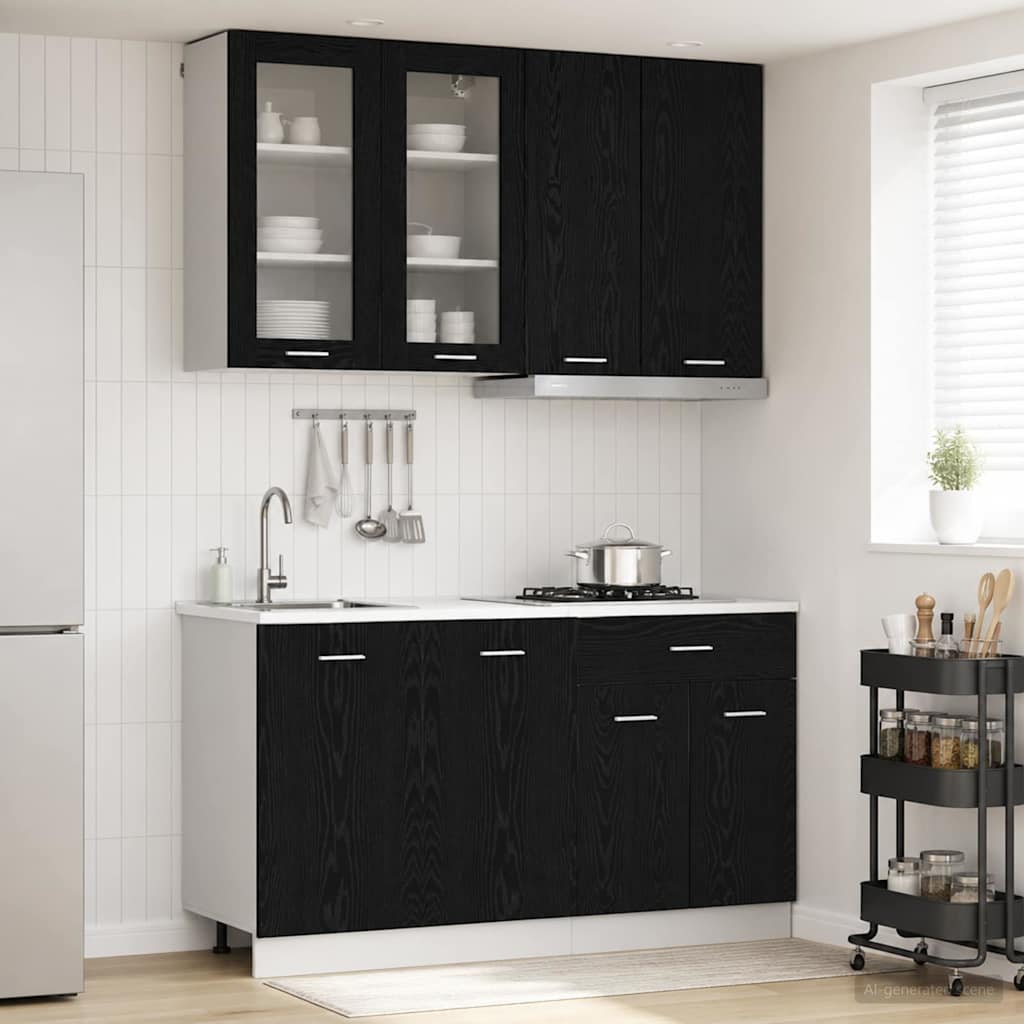 Kücheneinheit Lyon 4 Pcs Schwarze Eiche Holzwerkstoff