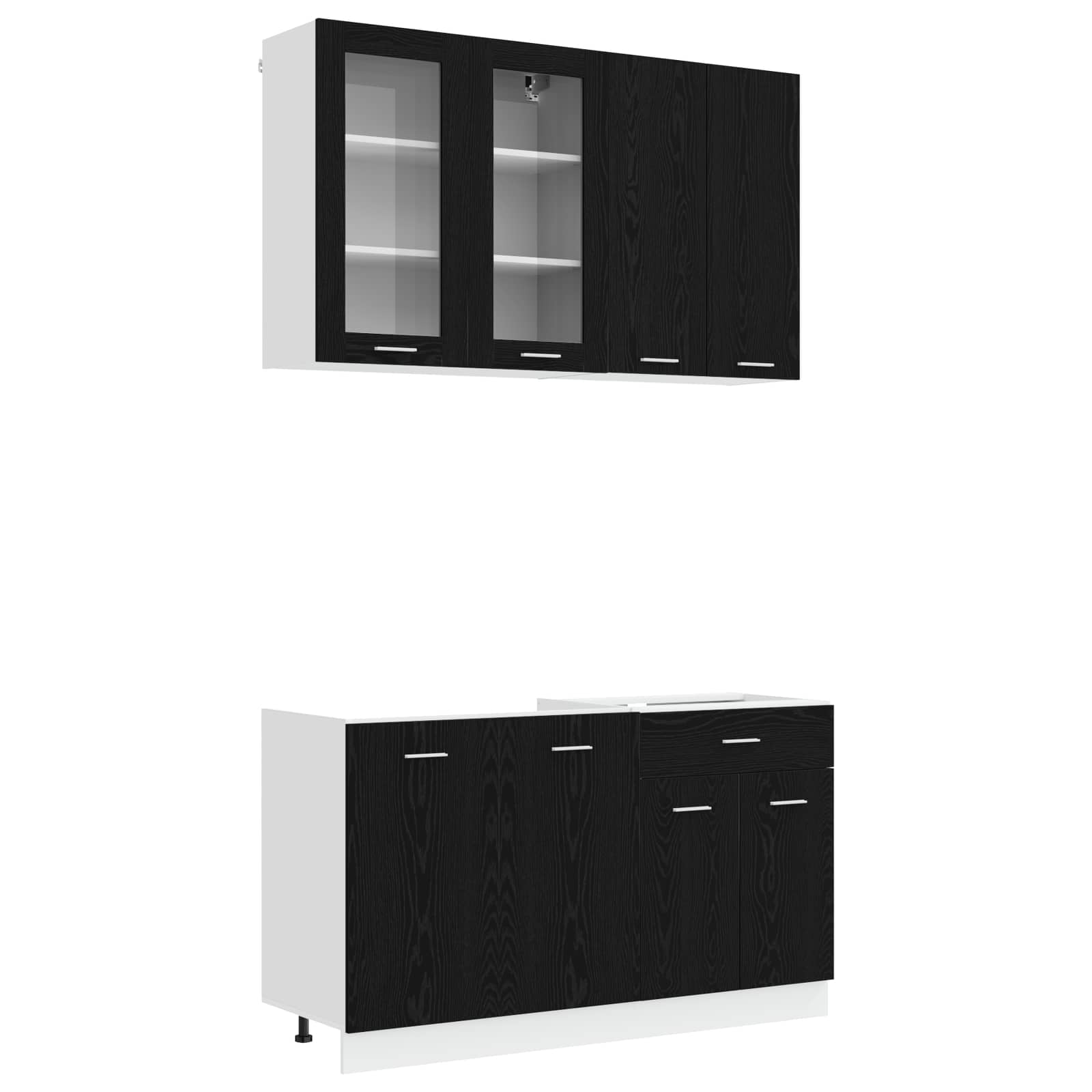 Kücheneinheit Lyon 4 Pcs Schwarze Eiche Holzwerkstoff
