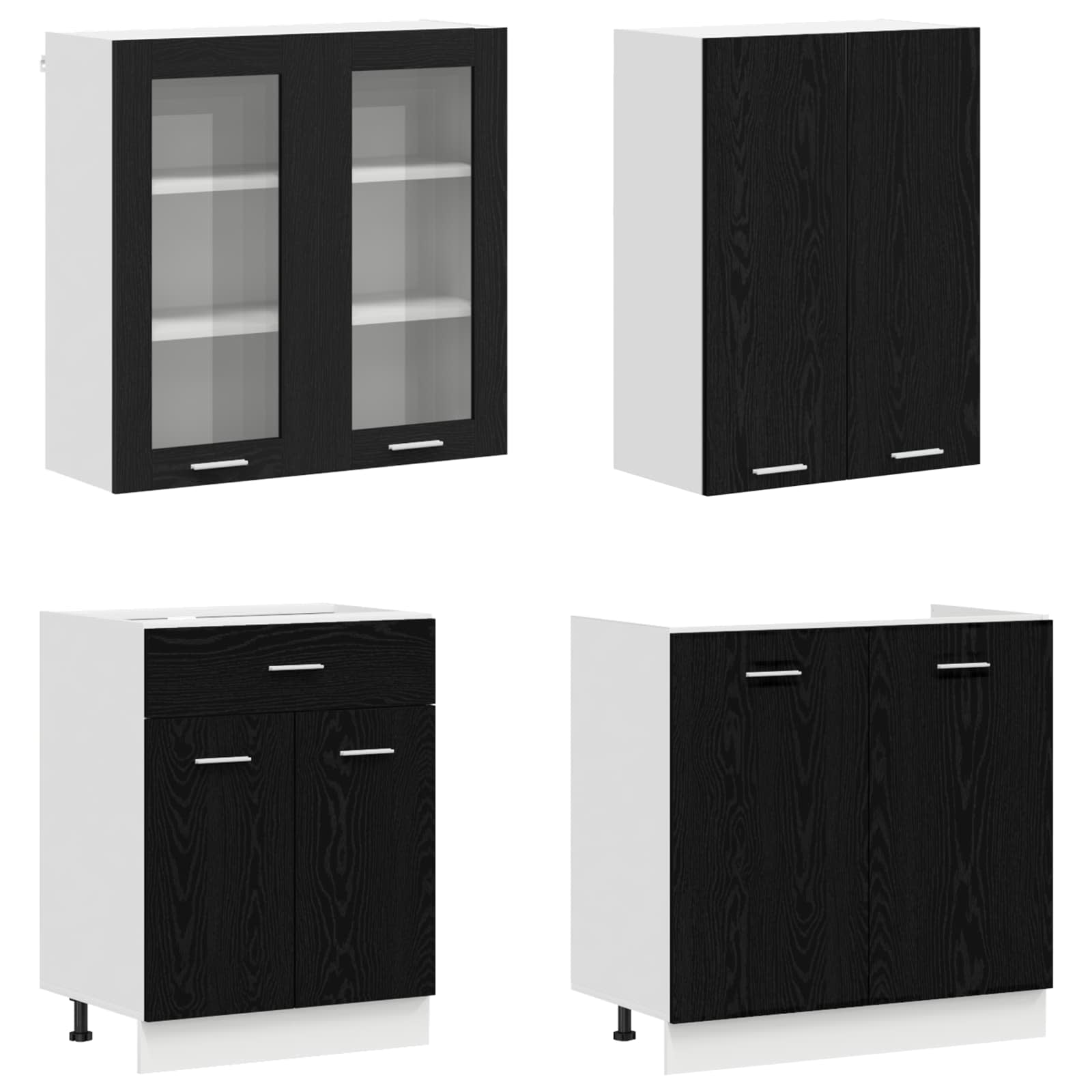 Kücheneinheit Lyon 4 Pcs Schwarze Eiche Holzwerkstoff