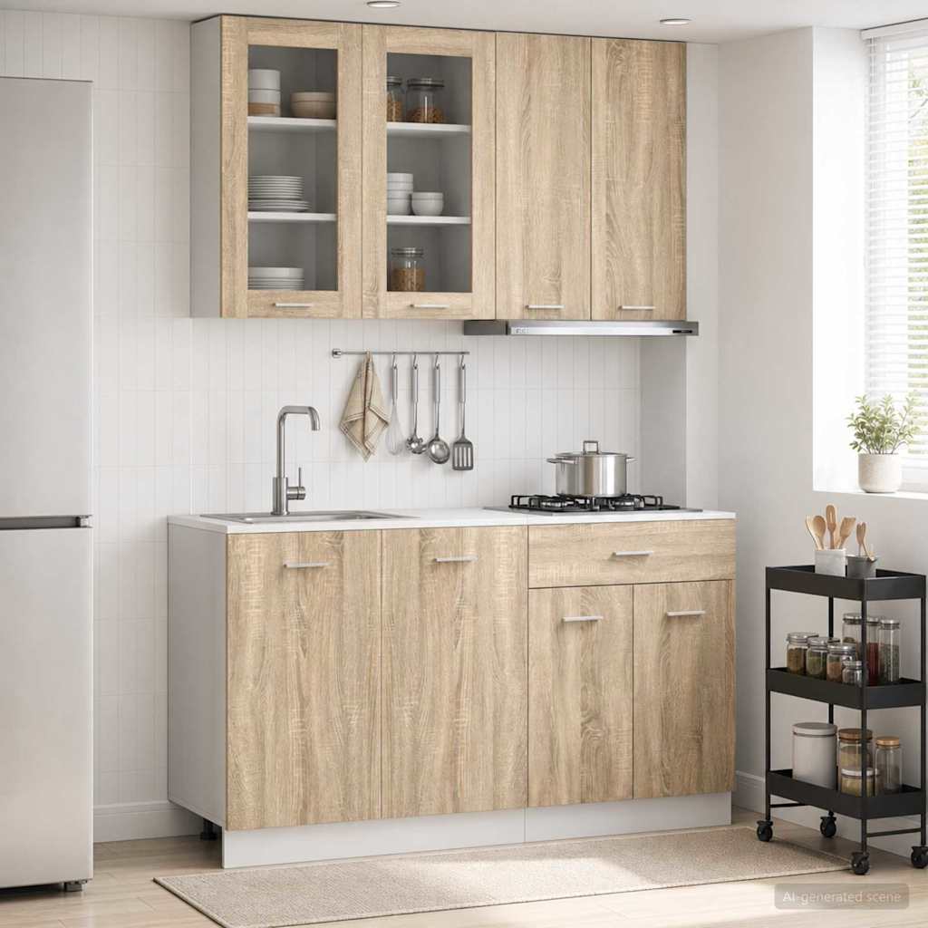 Kücheneinheit Lyon 4 Pcs Schwarze Eiche Holzwerkstoff