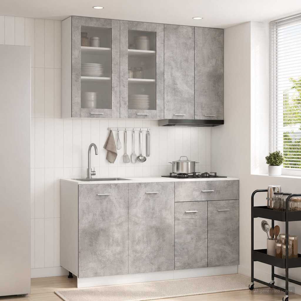 Kücheneinheit Lyon 4 Pcs Schwarze Eiche Holzwerkstoff